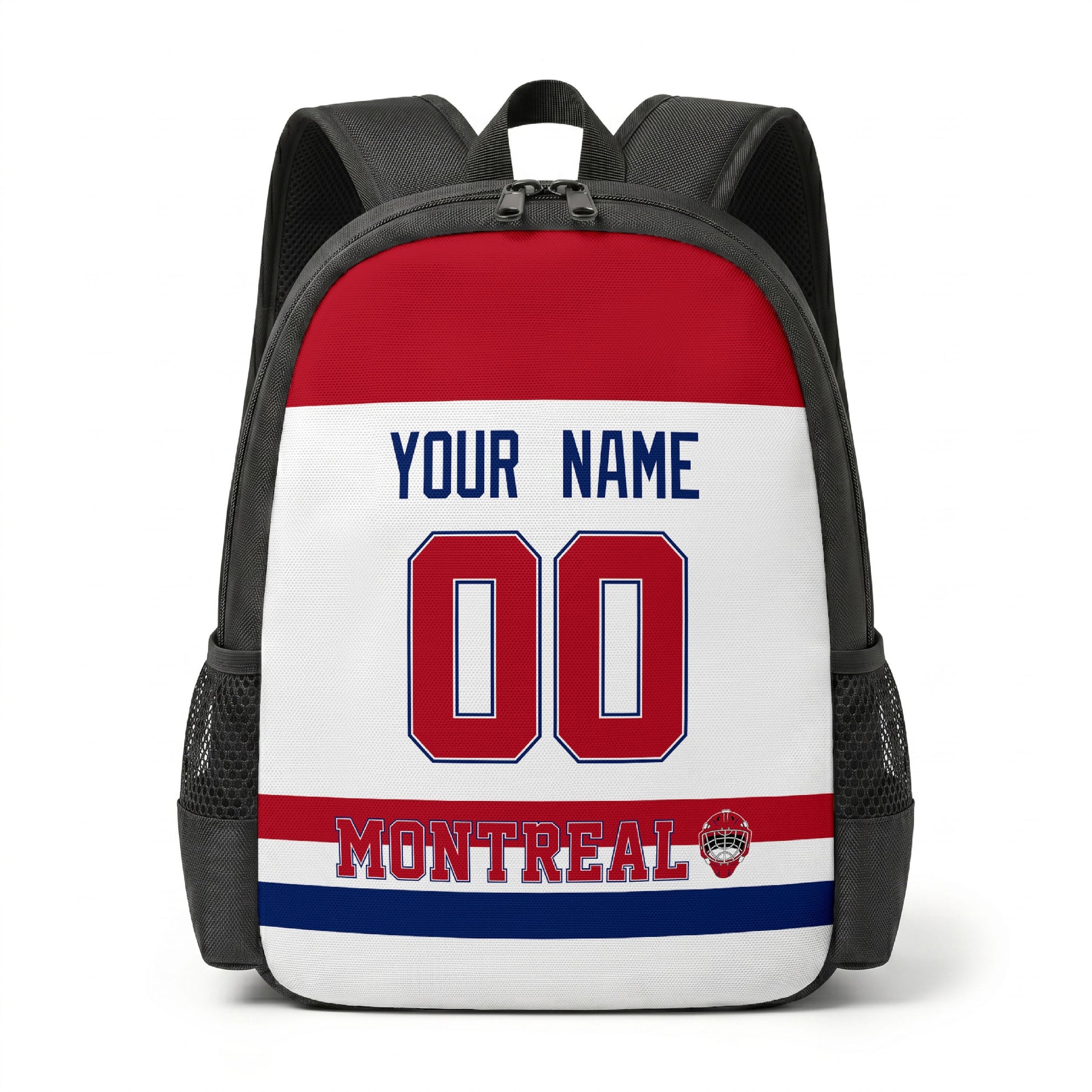 Montreal personalized hockey backpack alternate front view