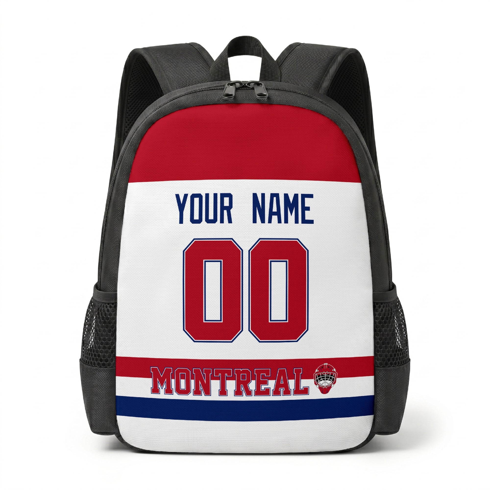 Montreal personalized hockey backpack alternate front view