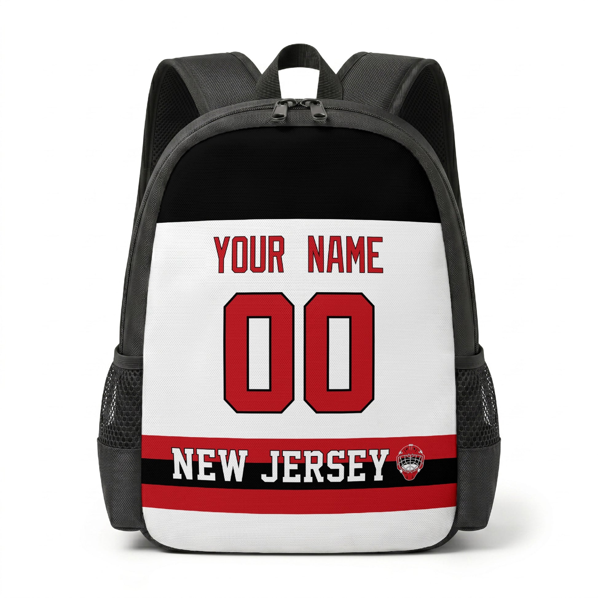 New Jersey personalized hockey backpack alternate front view