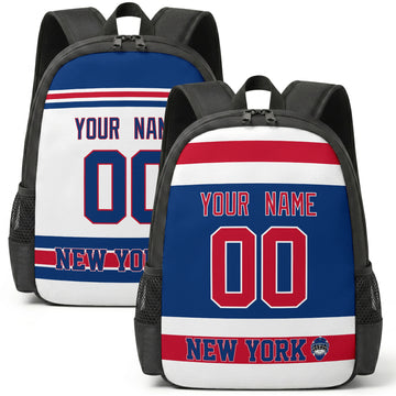 Custom hockey backpack for New York R fans with name and number preview
