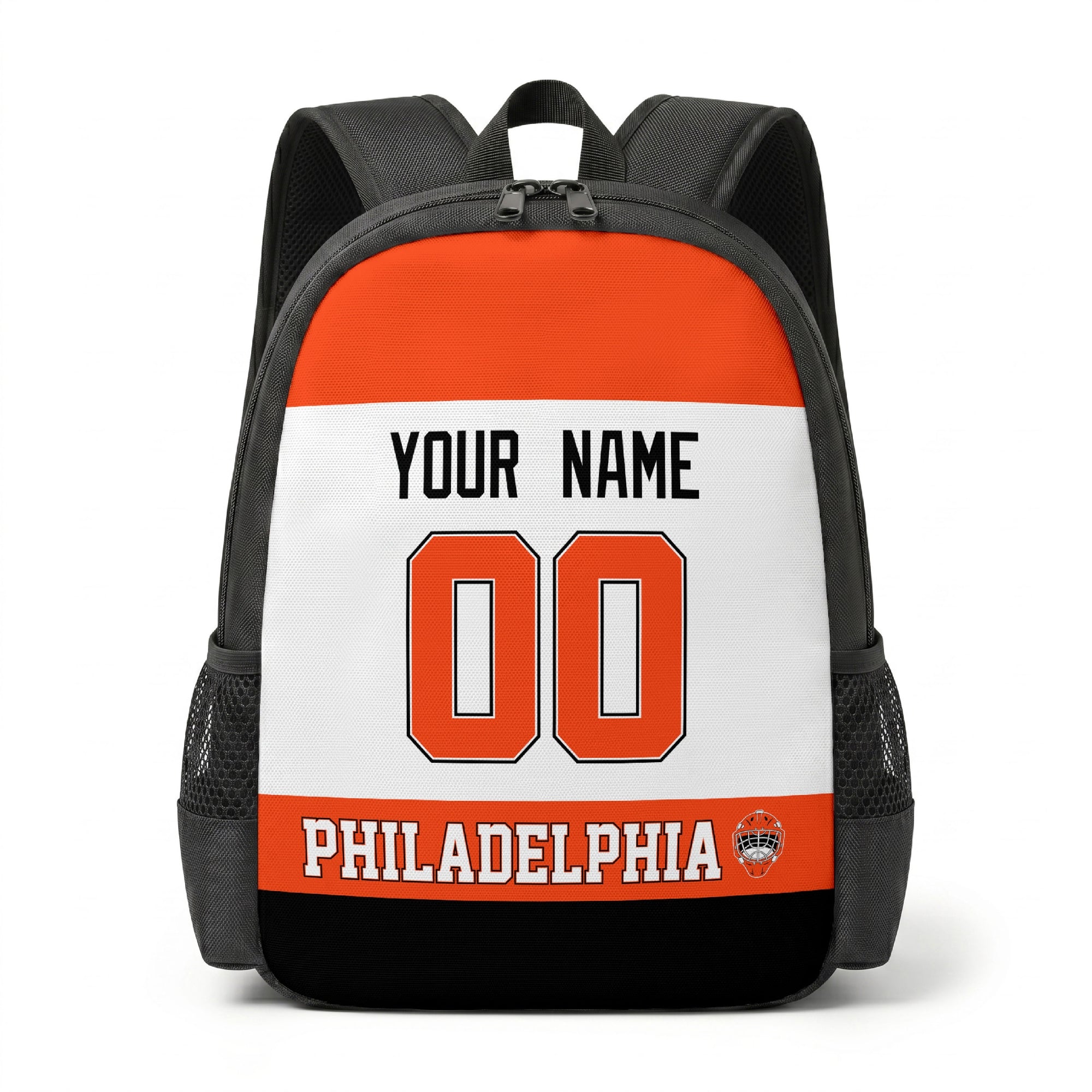 Philadelphia personalized hockey backpack alternate front view