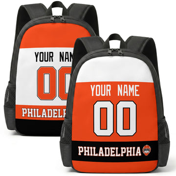 Custom hockey backpack for Philadelphia fans with name and number preview