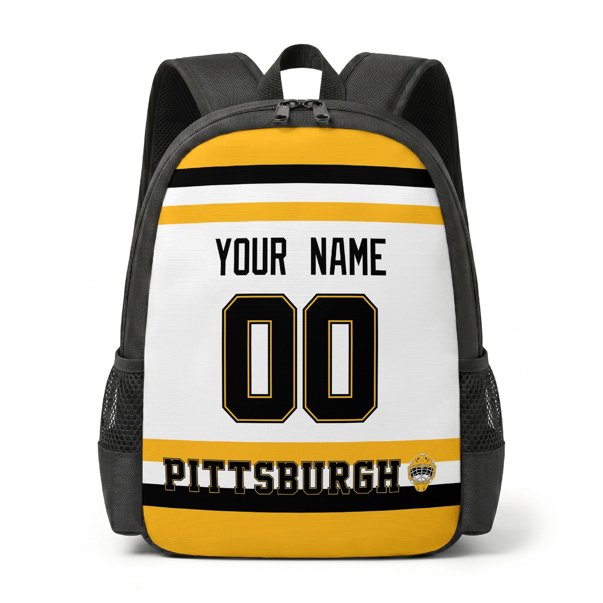 Pittsburgh personalized hockey backpack alternate front view