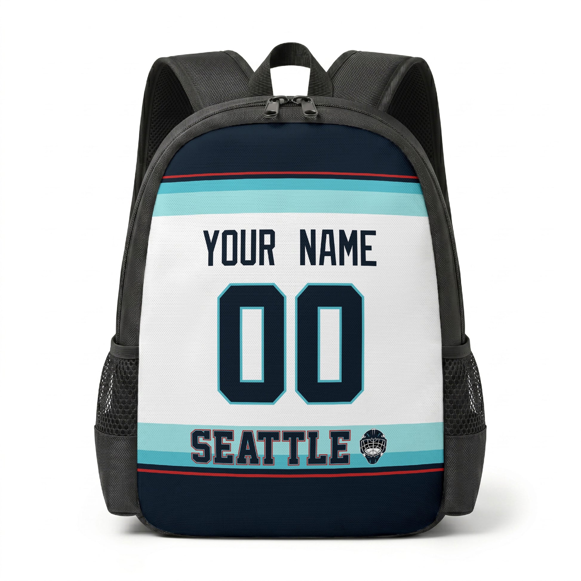 Seattle personalized hockey backpack alternate front view