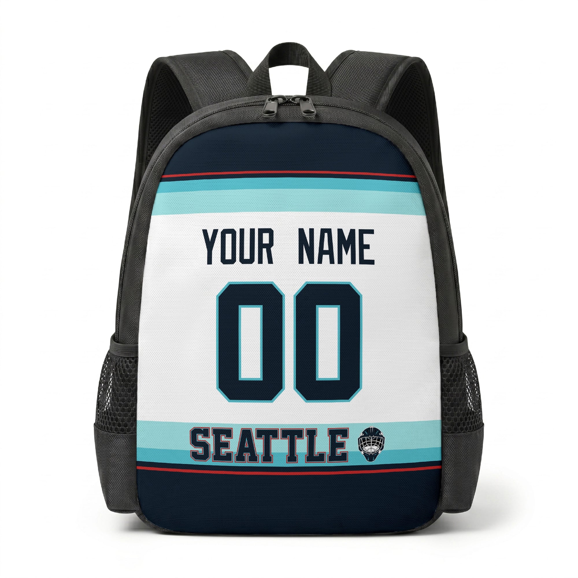 Seattle personalized hockey backpack alternate front view