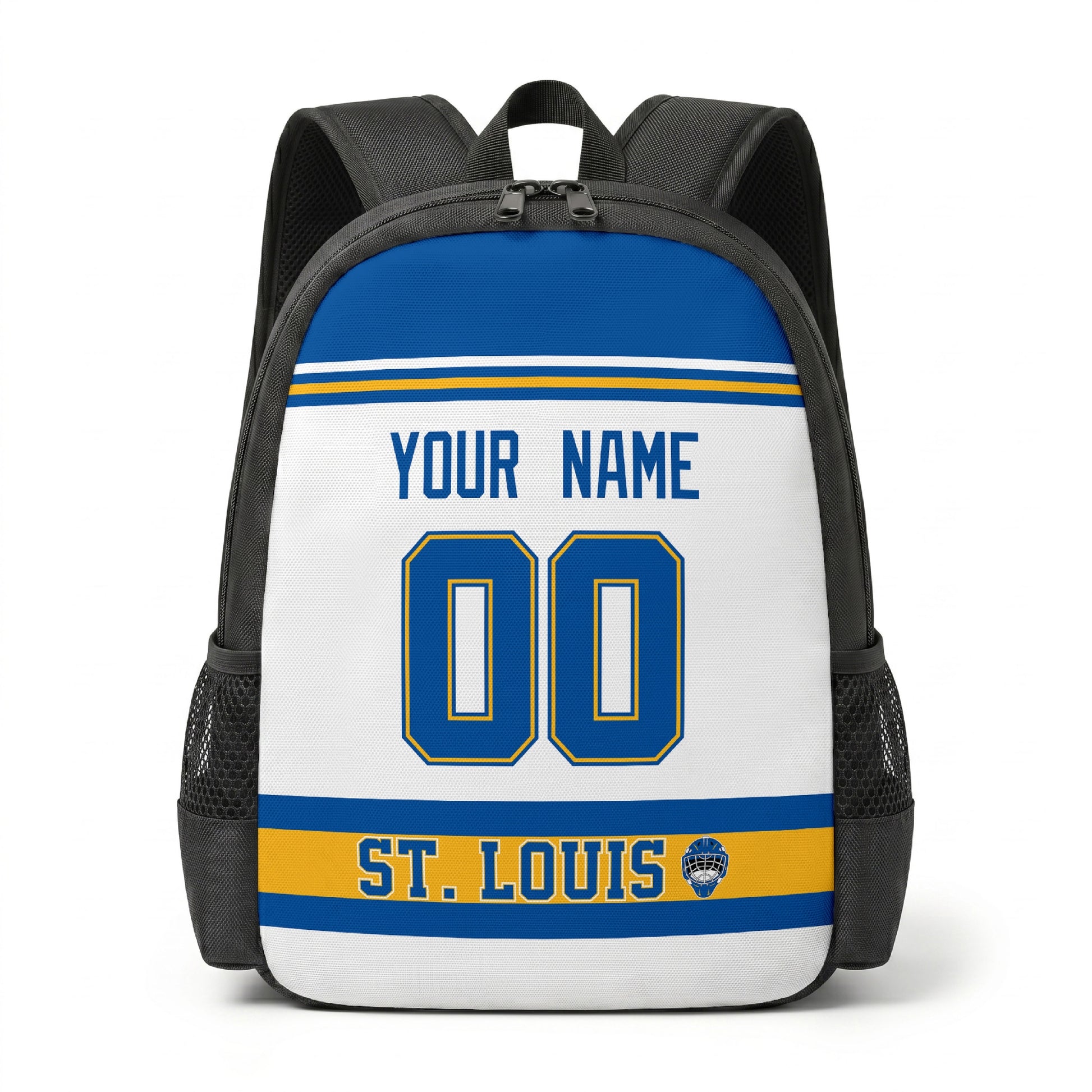 St. Louis personalized hockey backpack alternate front view