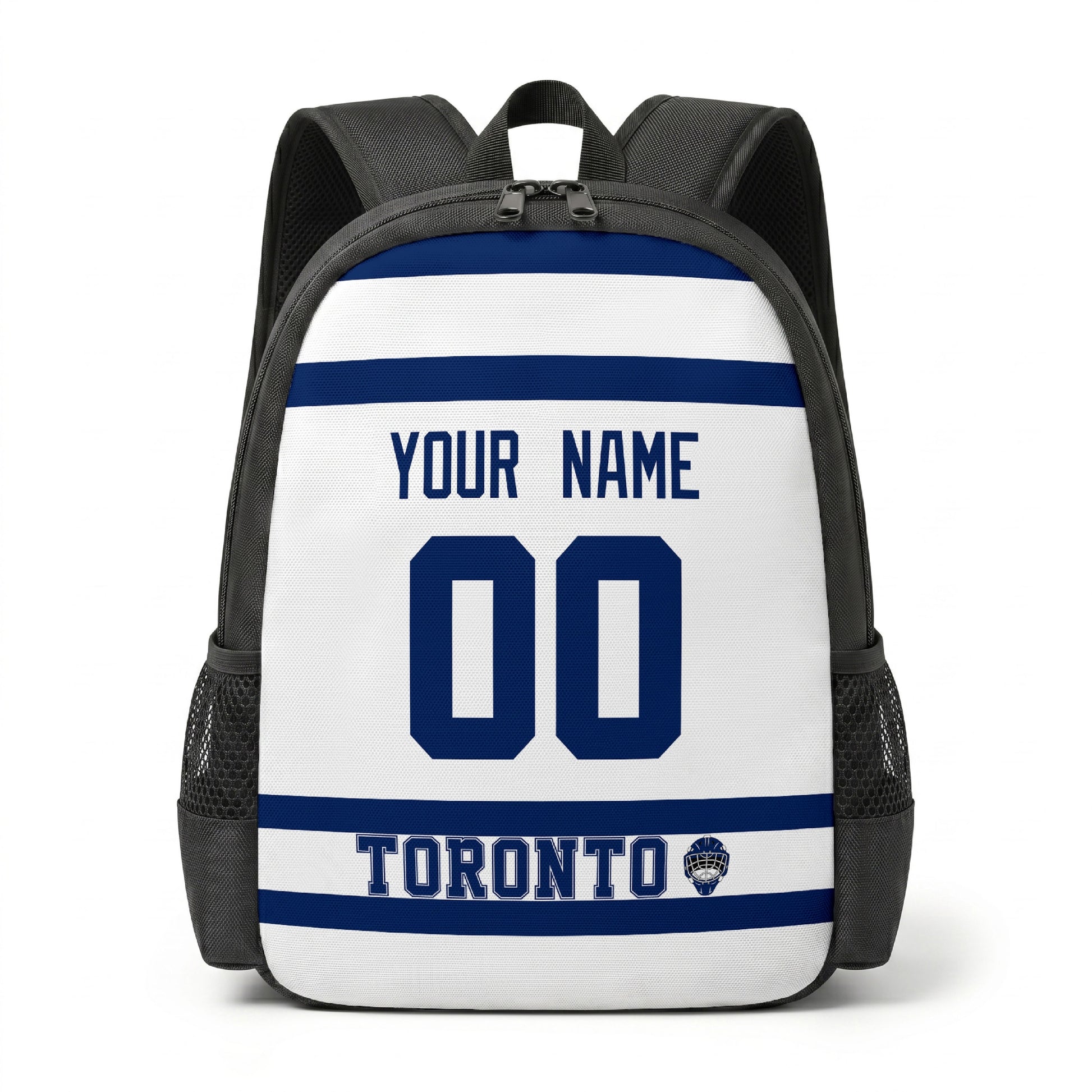 Toronto personalized hockey backpack alternate front view