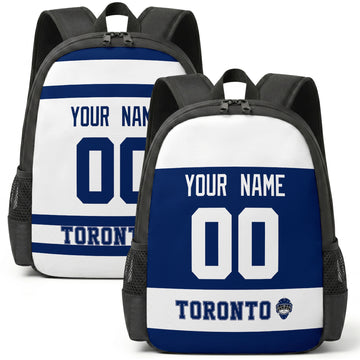 Custom hockey backpack for Toronto fans with name and number preview