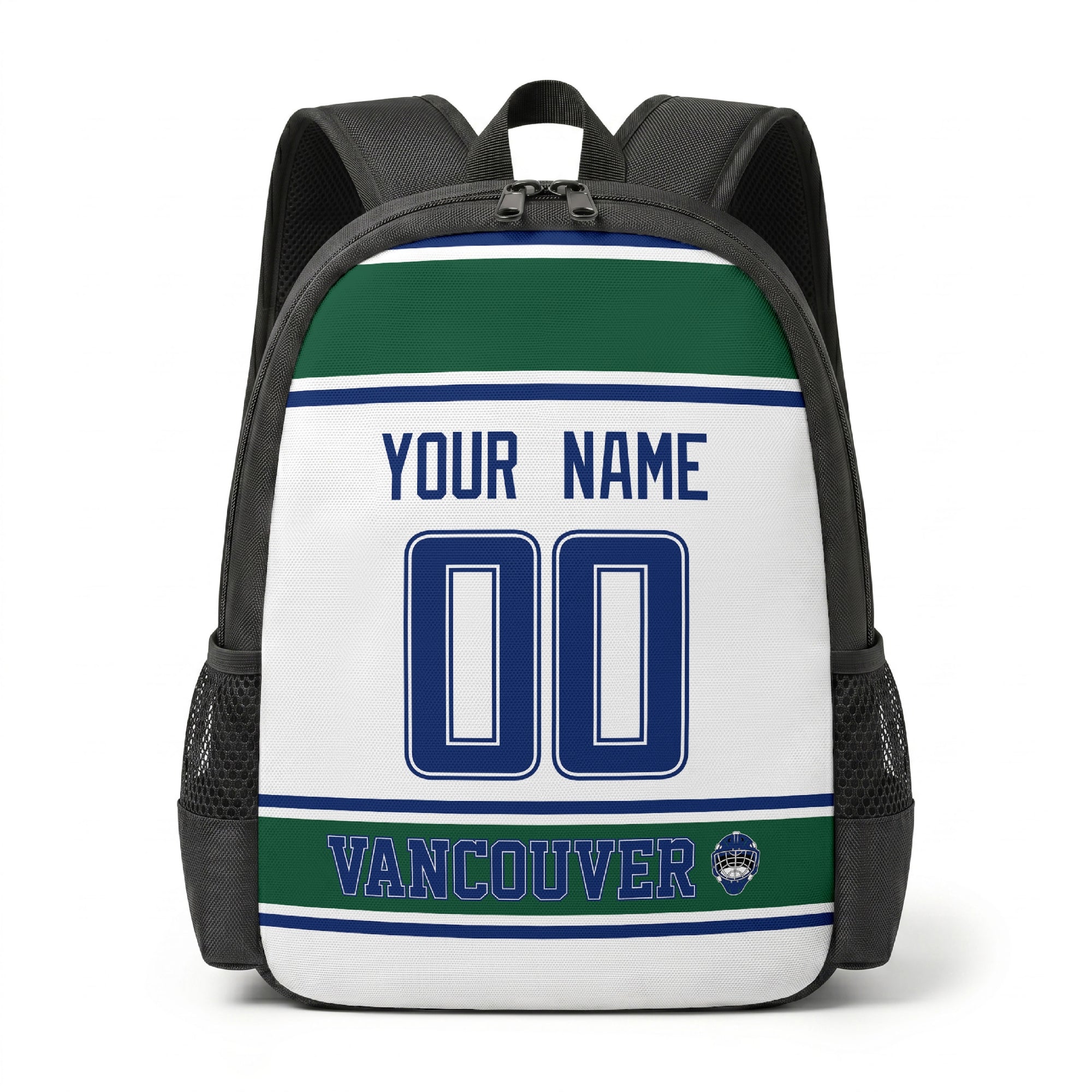 Vancouver personalized hockey backpack alternate front view