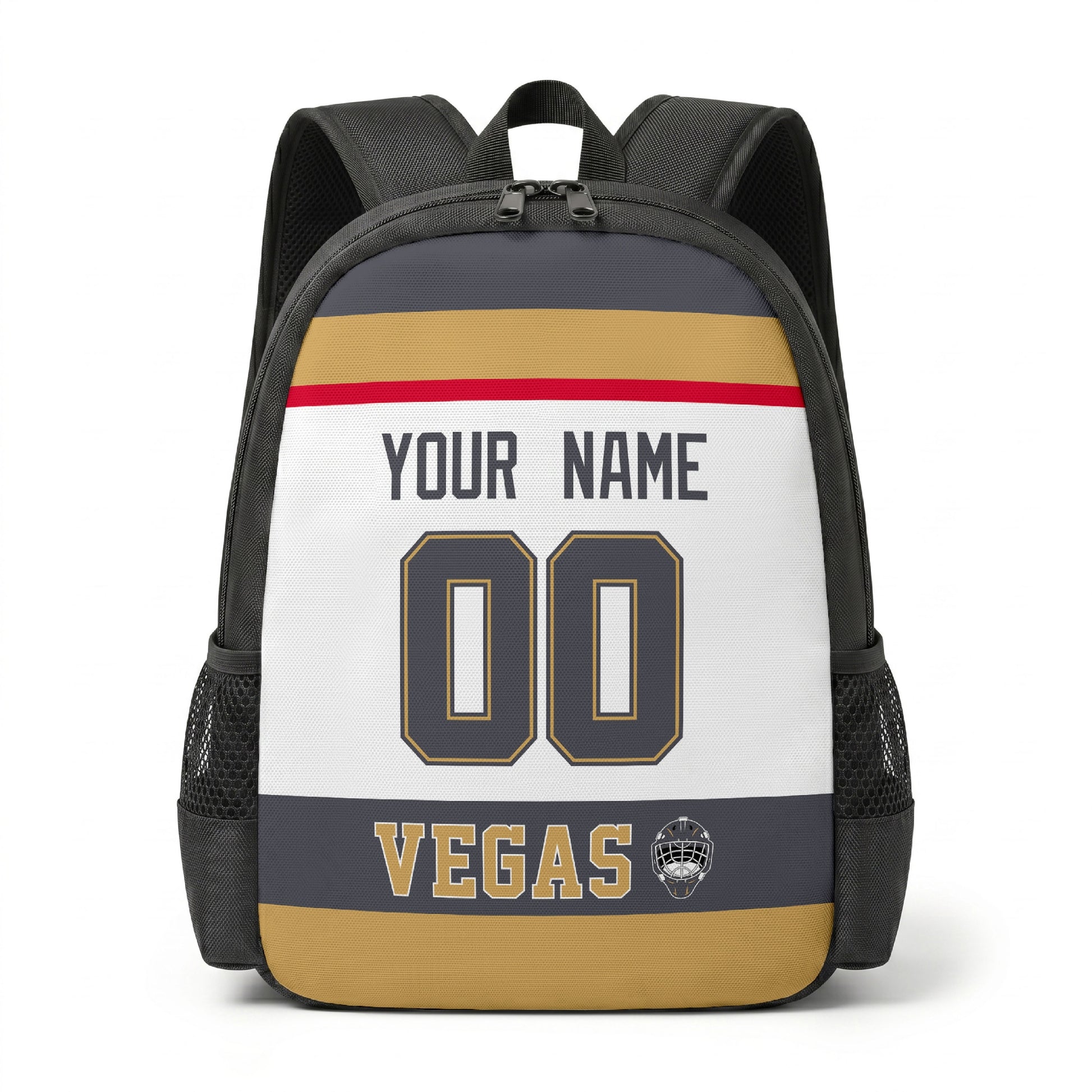 Vegas personalized hockey backpack alternate front view