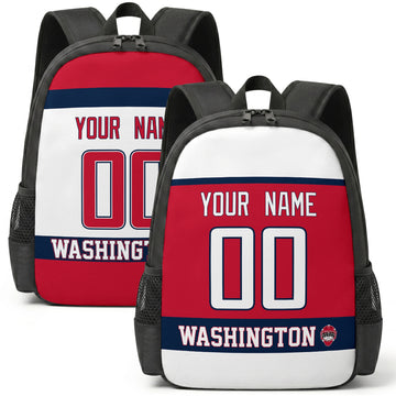 Custom hockey backpack for Washington fans with name and number preview