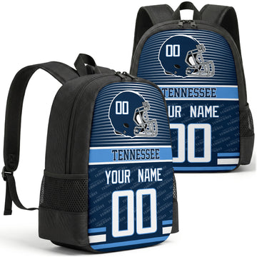 Custom football backpack in Tennessee city colors with name and number