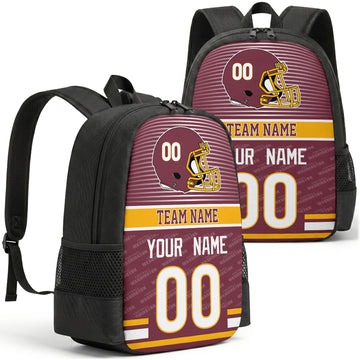 Custom football backpack in Washington city colors with name and number