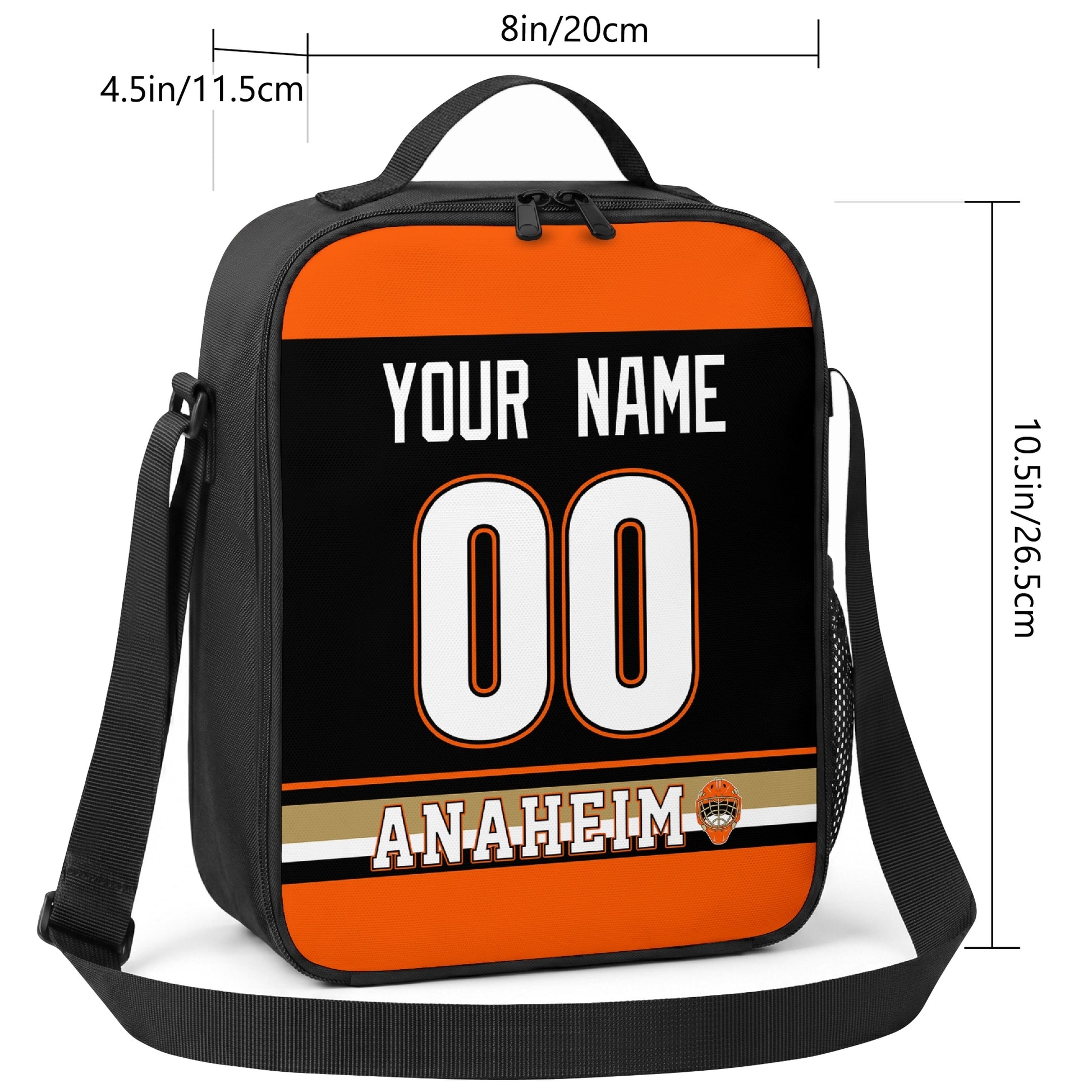 Anaheim hockey shoulder bag size reference image