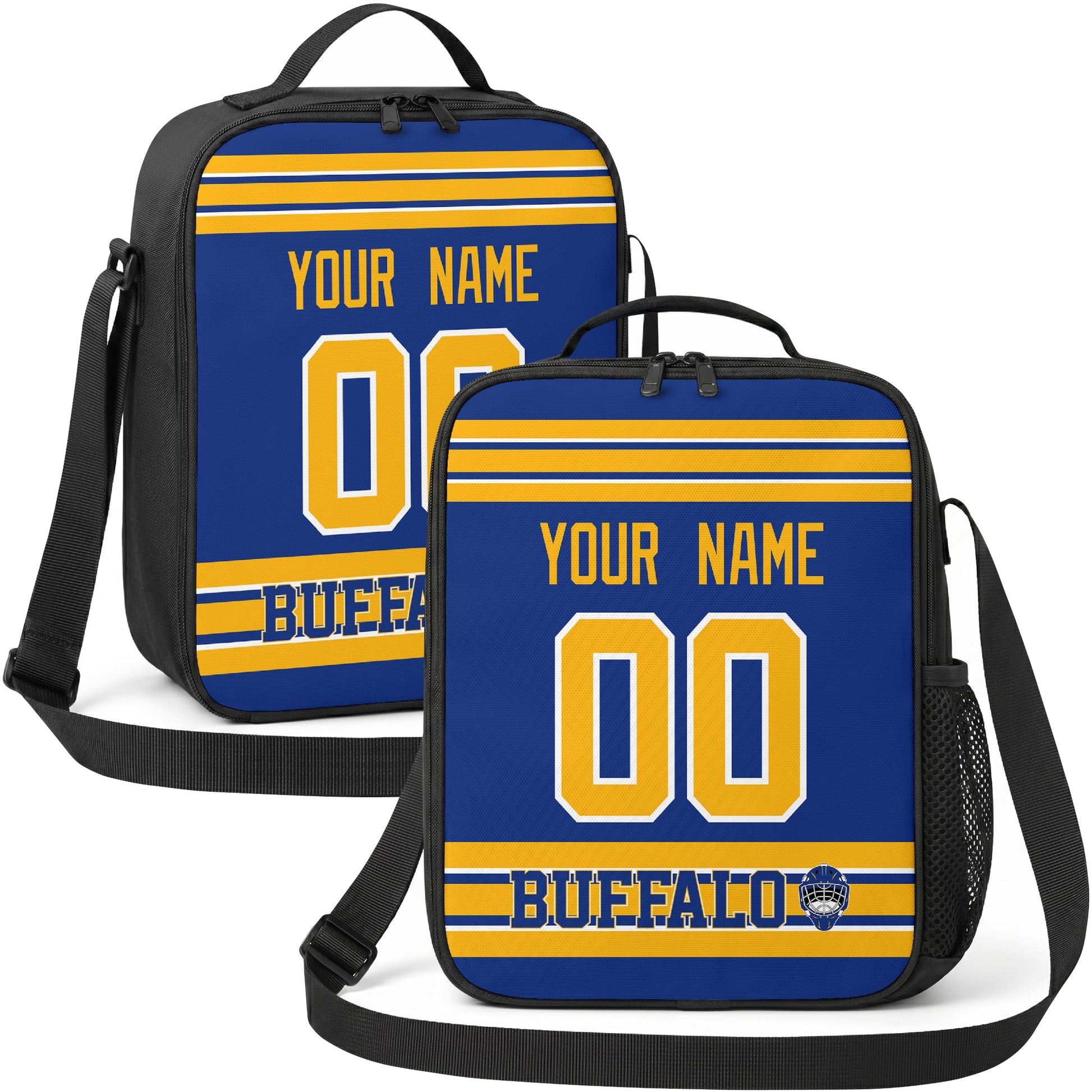 Buffalo hockey shoulder bag display in Royal city-color style