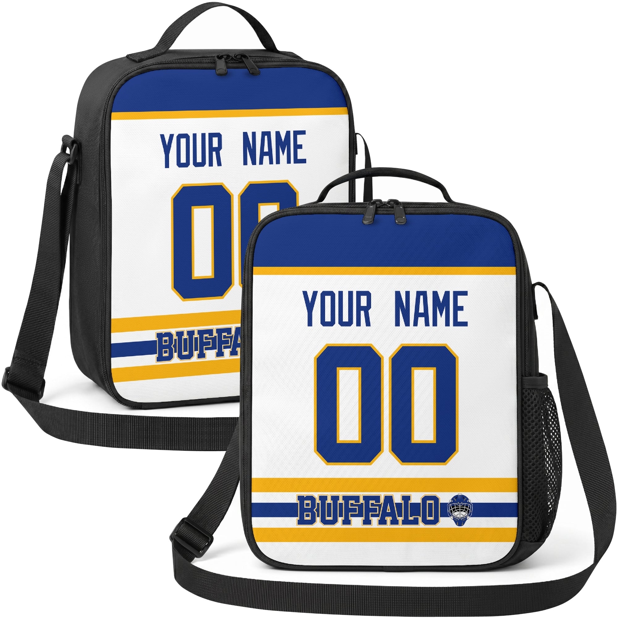 Buffalo hockey shoulder bag display in White city-color style