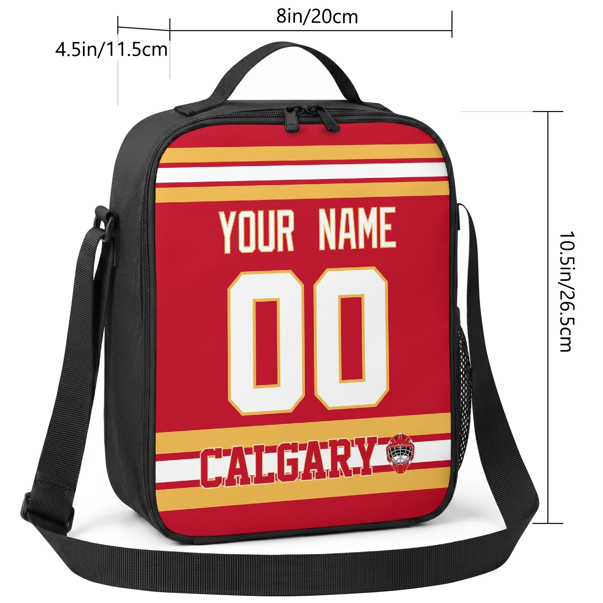 Calgary hockey shoulder bag size reference image