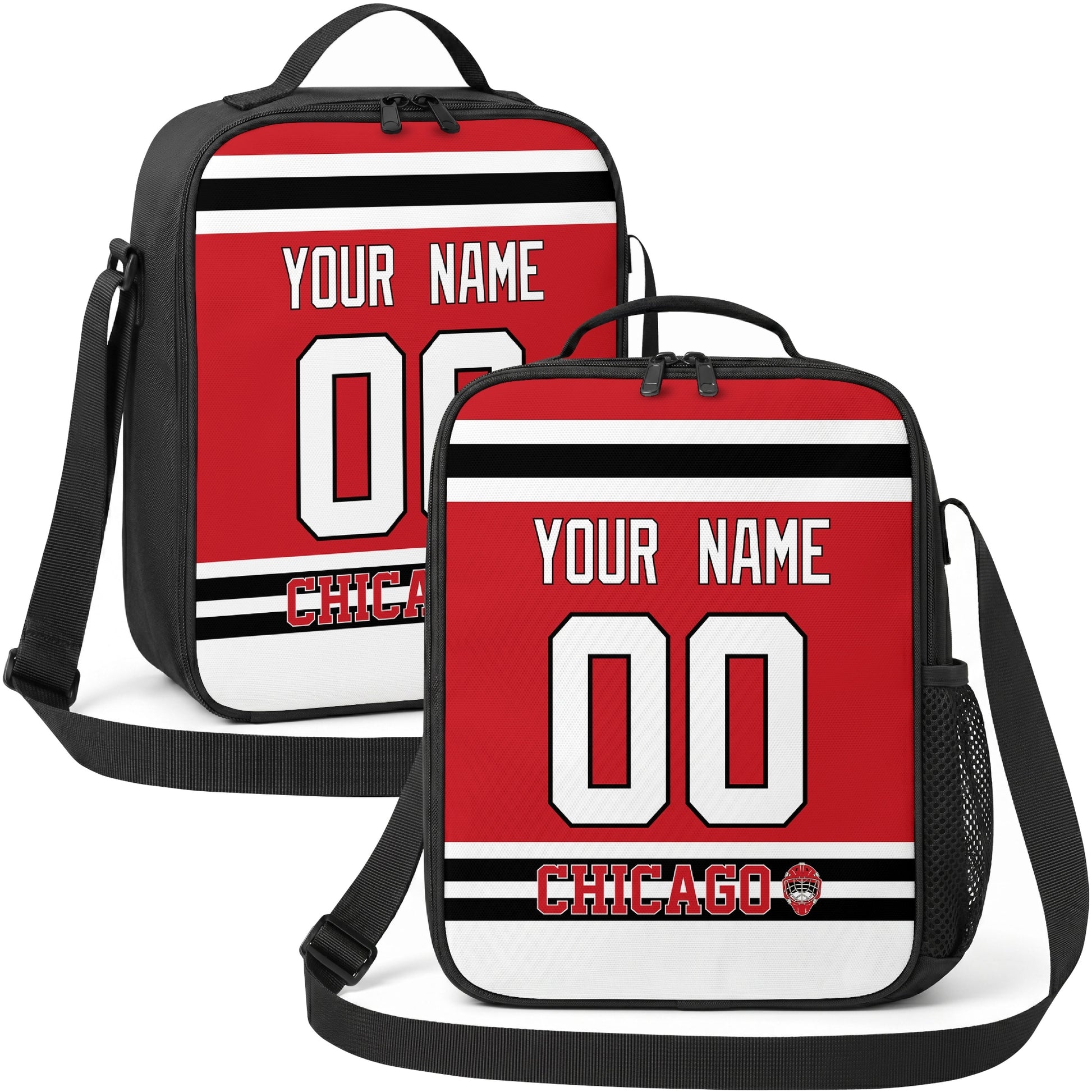 Chicago hockey shoulder bag display in Red city-color style