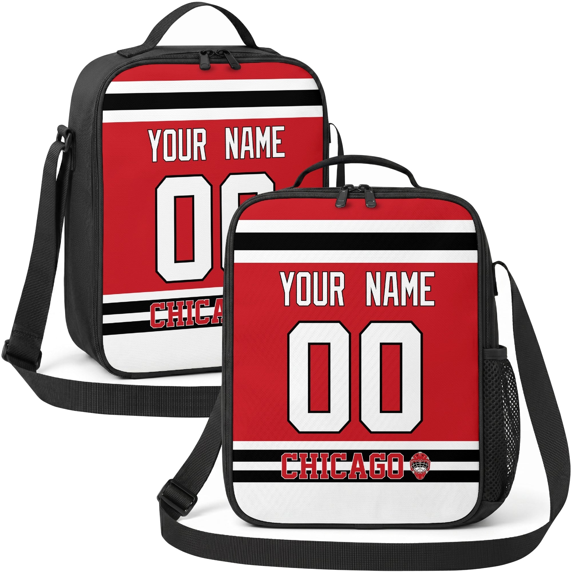 Chicago hockey shoulder bag display in Red city-color style