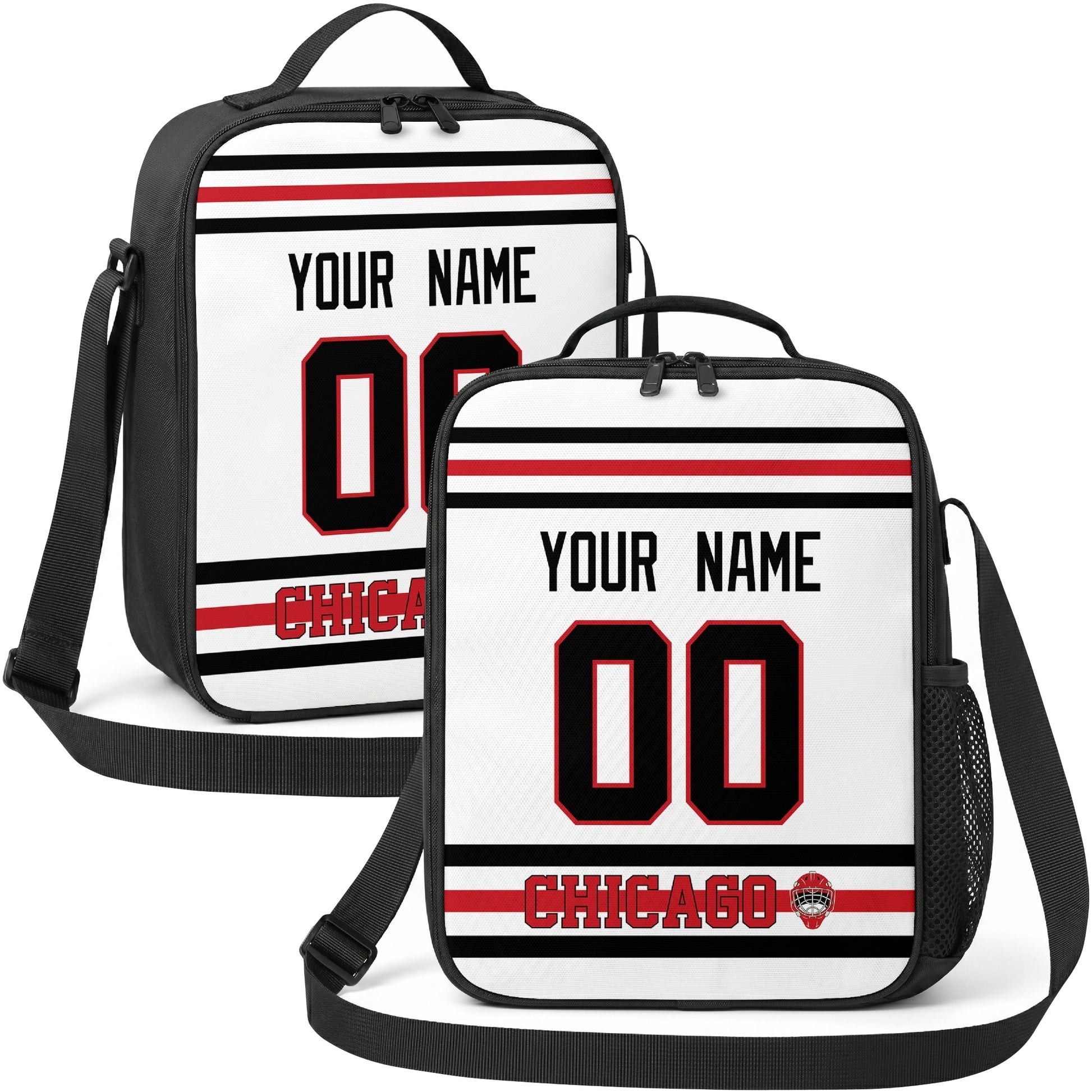 Chicago hockey shoulder bag display in White city-color style