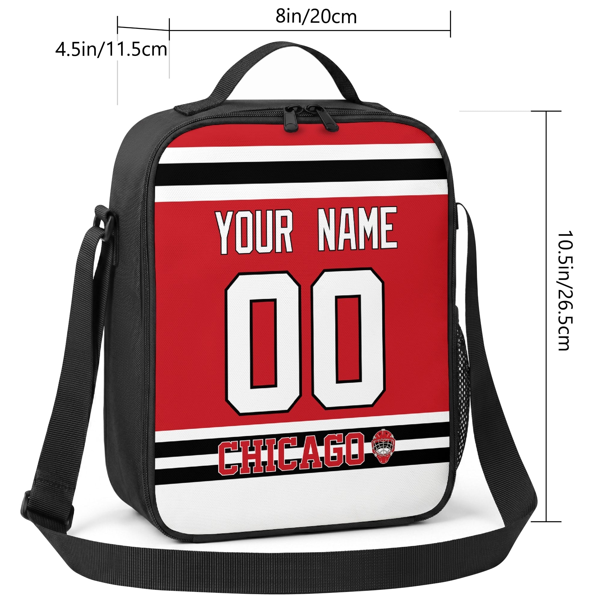 Chicago hockey shoulder bag size reference image