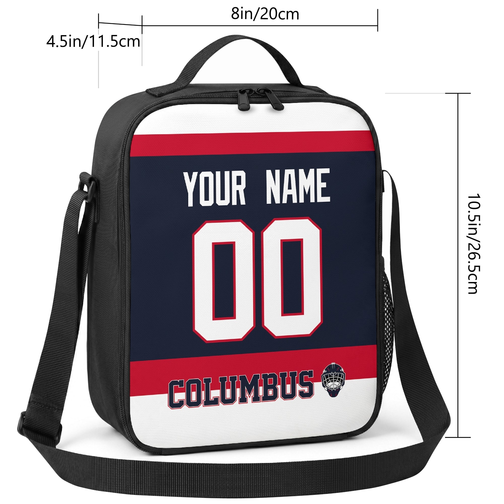 Columbus hockey shoulder bag size reference image