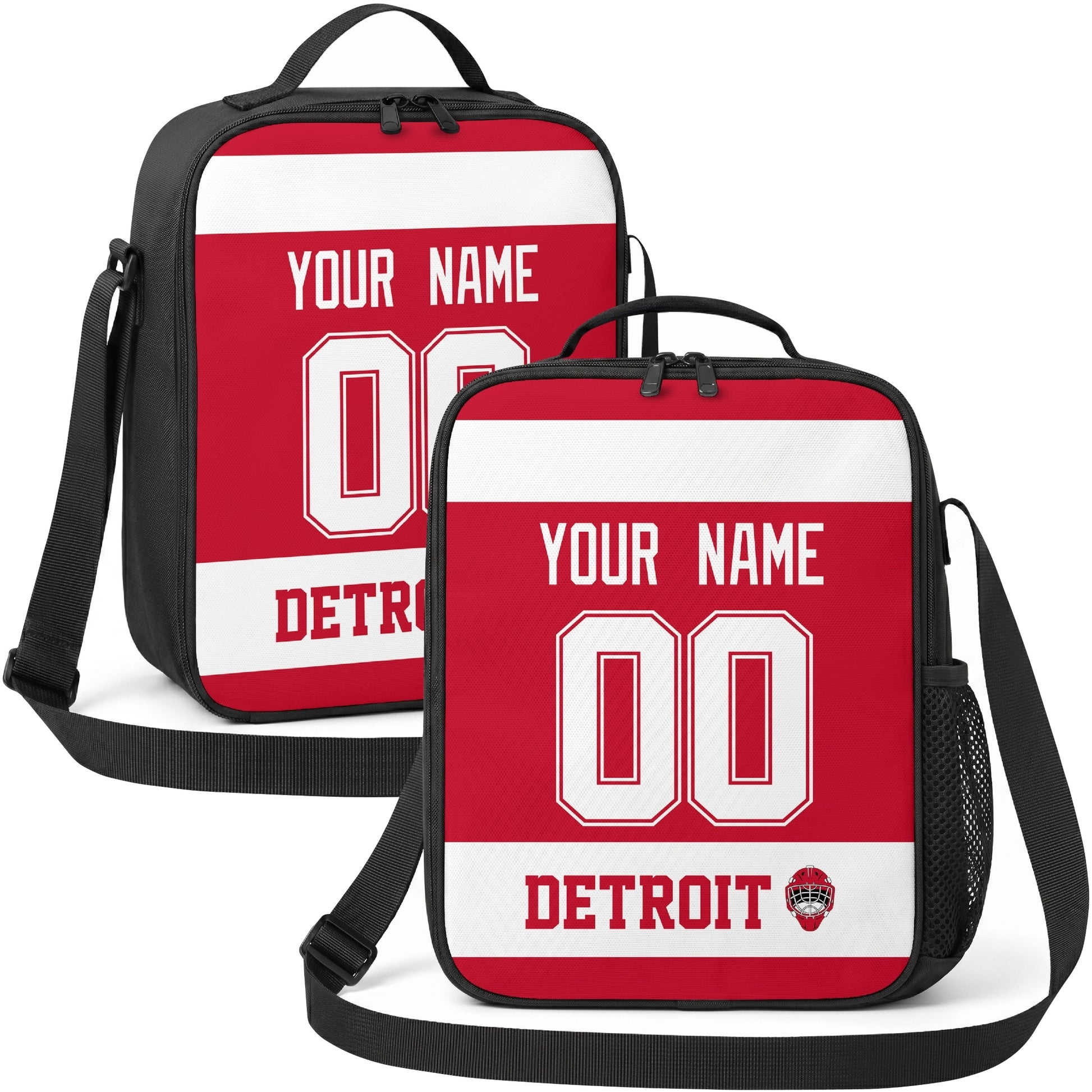 Detroit hockey shoulder bag display in Red city-color style