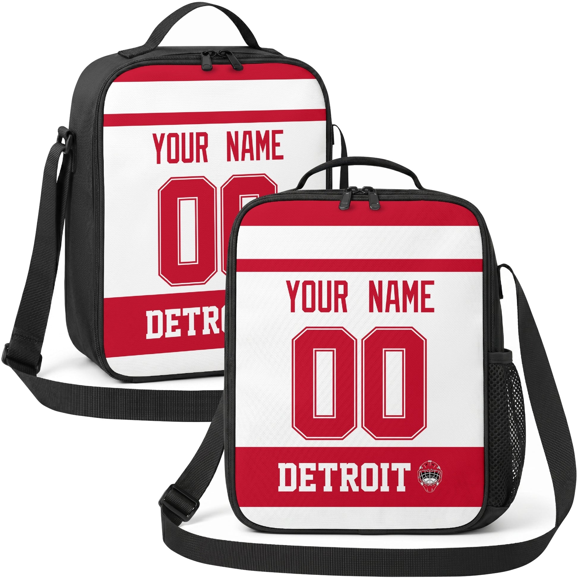 Detroit hockey shoulder bag display in White city-color style