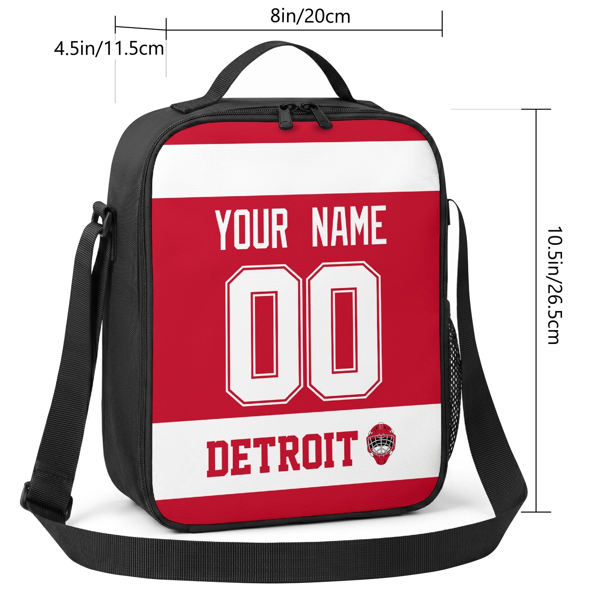 Detroit hockey shoulder bag size reference image