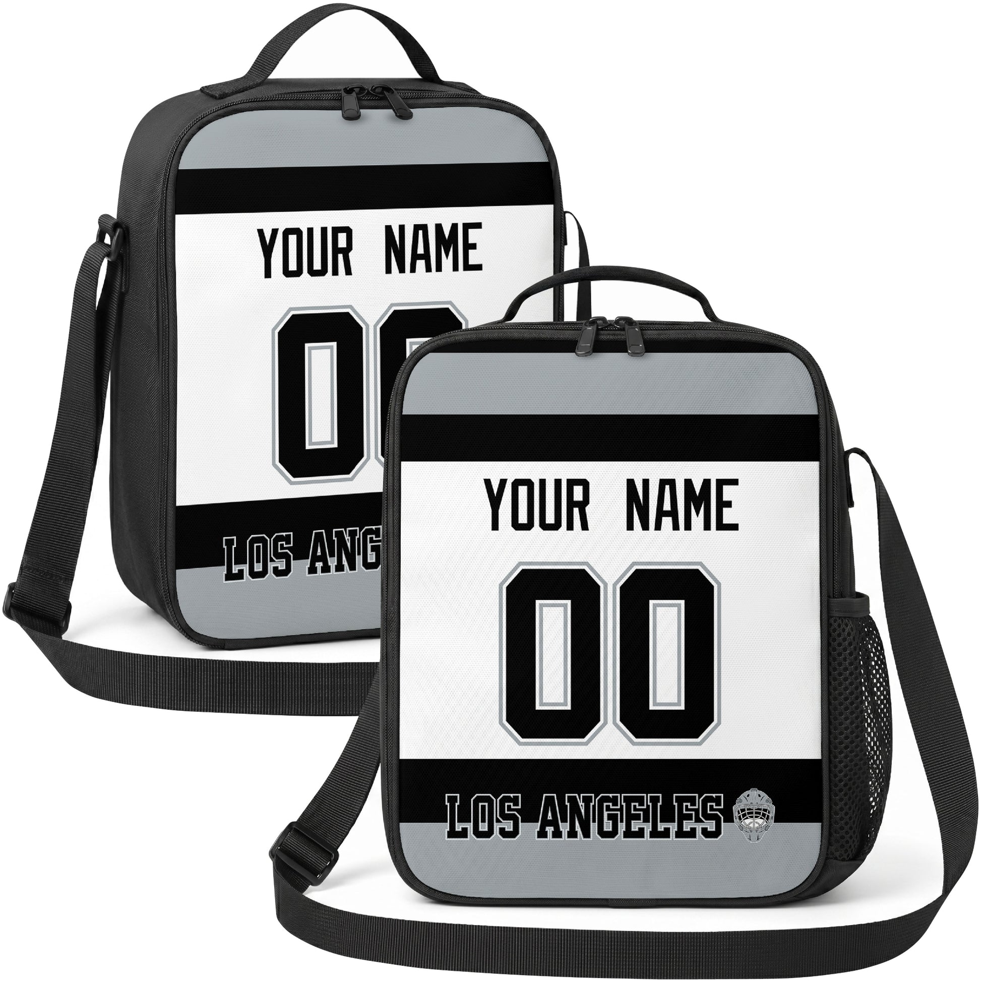 Los Angeles hockey shoulder bag display in White city-color style