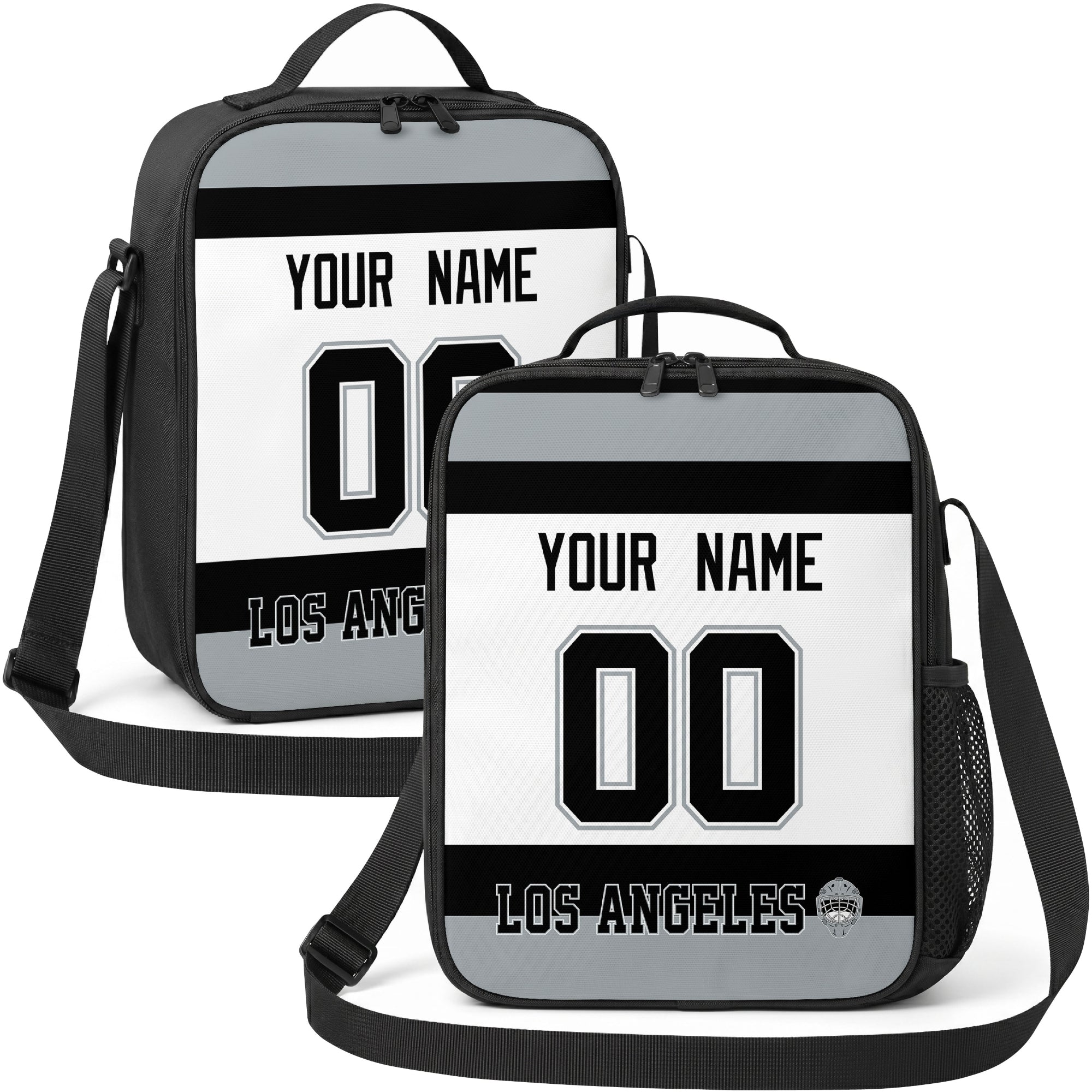 Los Angeles hockey shoulder bag display in White city-color style