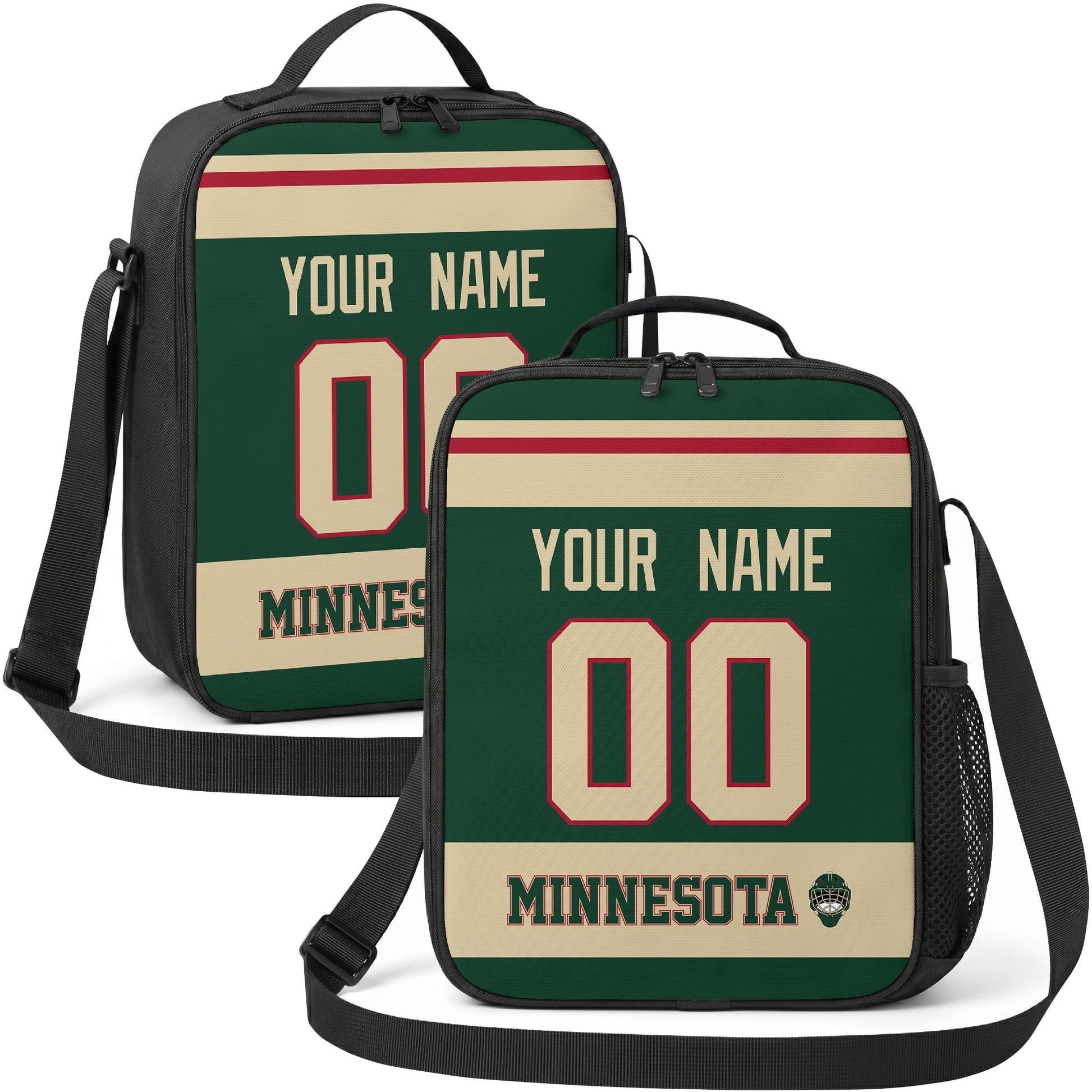 Minnesota hockey shoulder bag display in Green city-color style