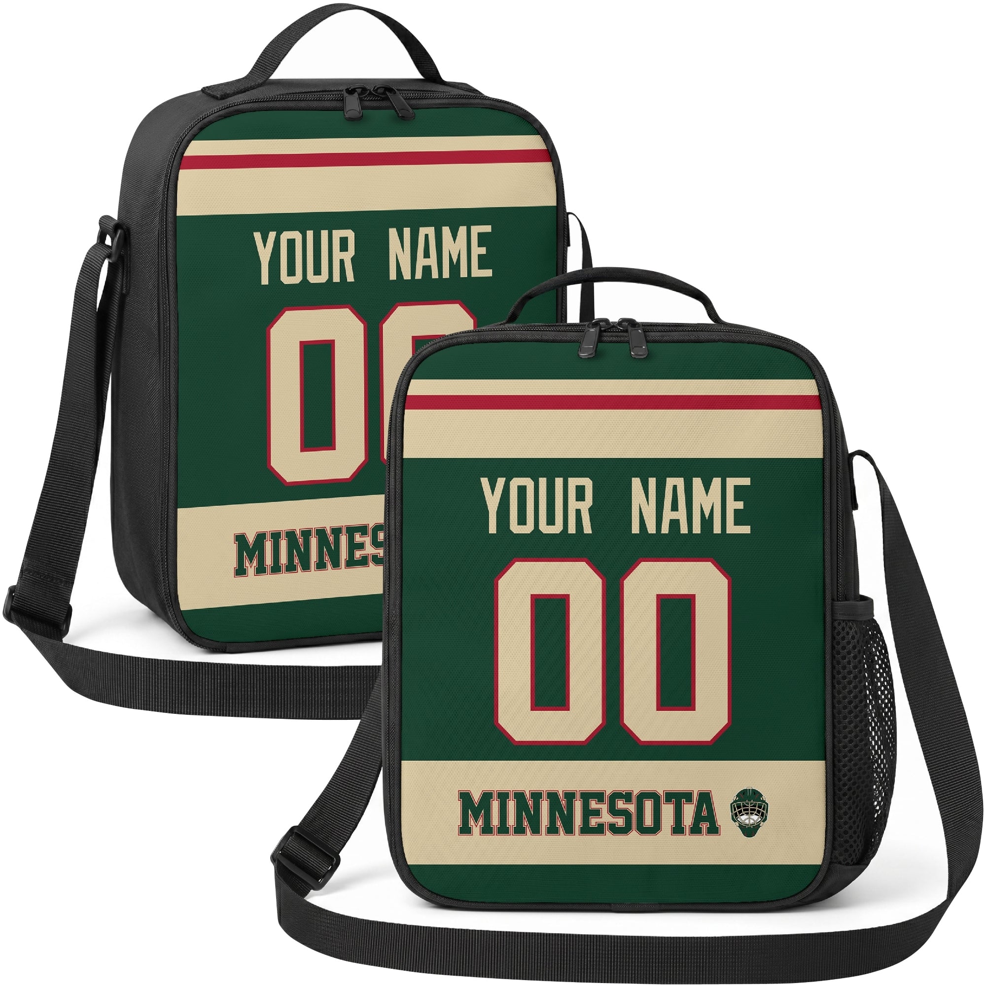 Minnesota hockey shoulder bag display in Green city-color style