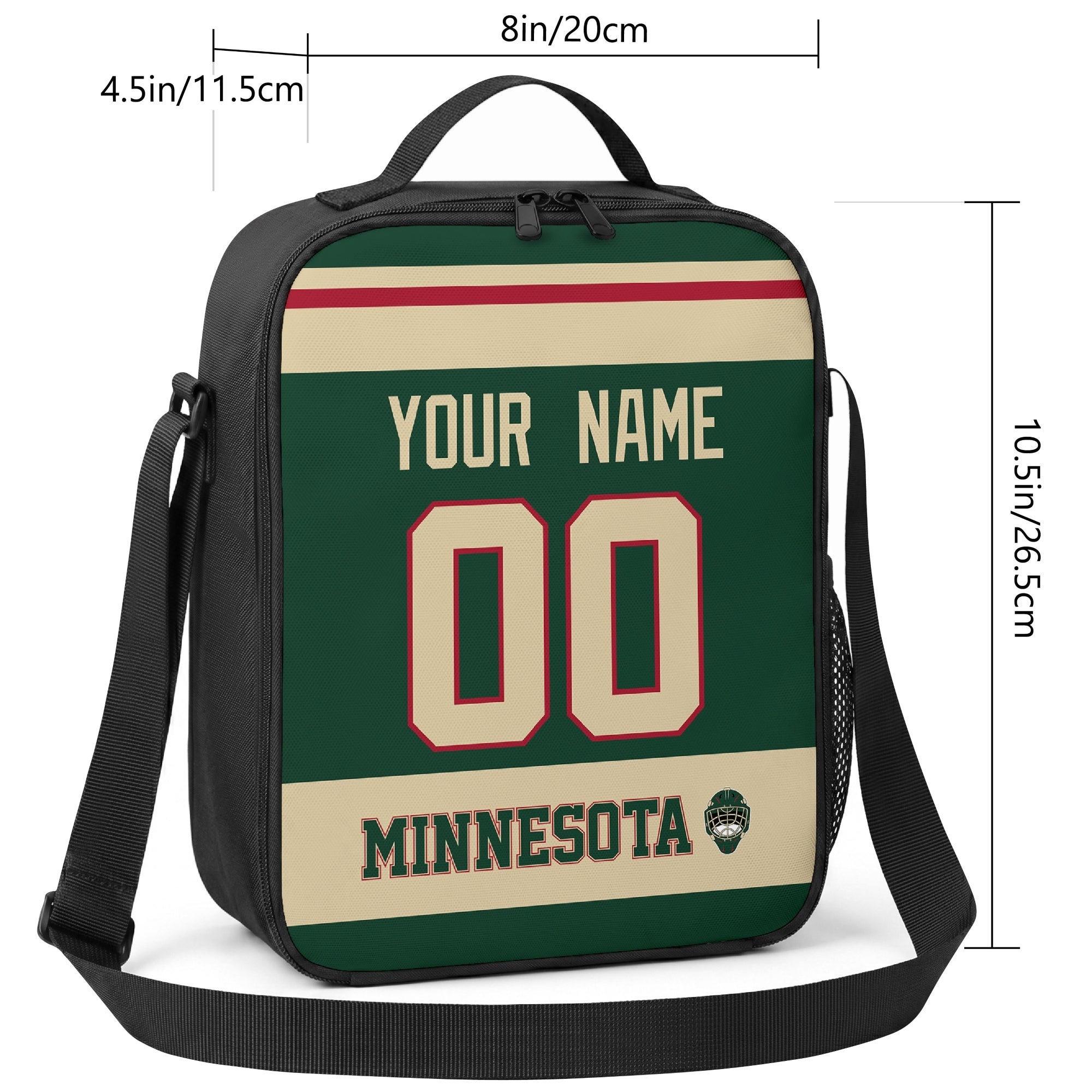 Minnesota hockey shoulder bag size reference image