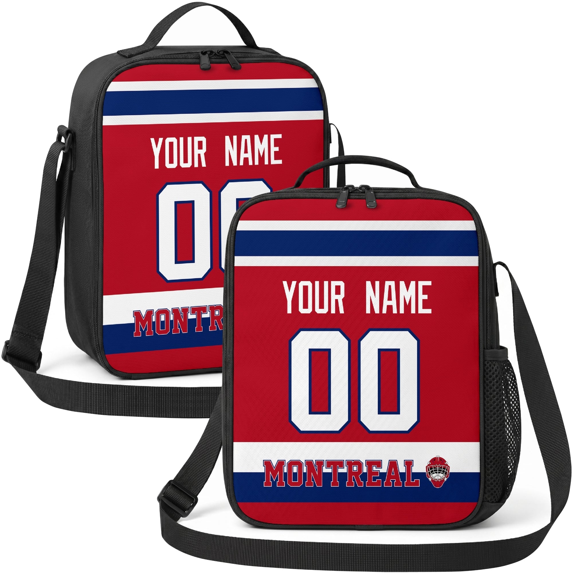 Montreal hockey shoulder bag display in Red city-color style