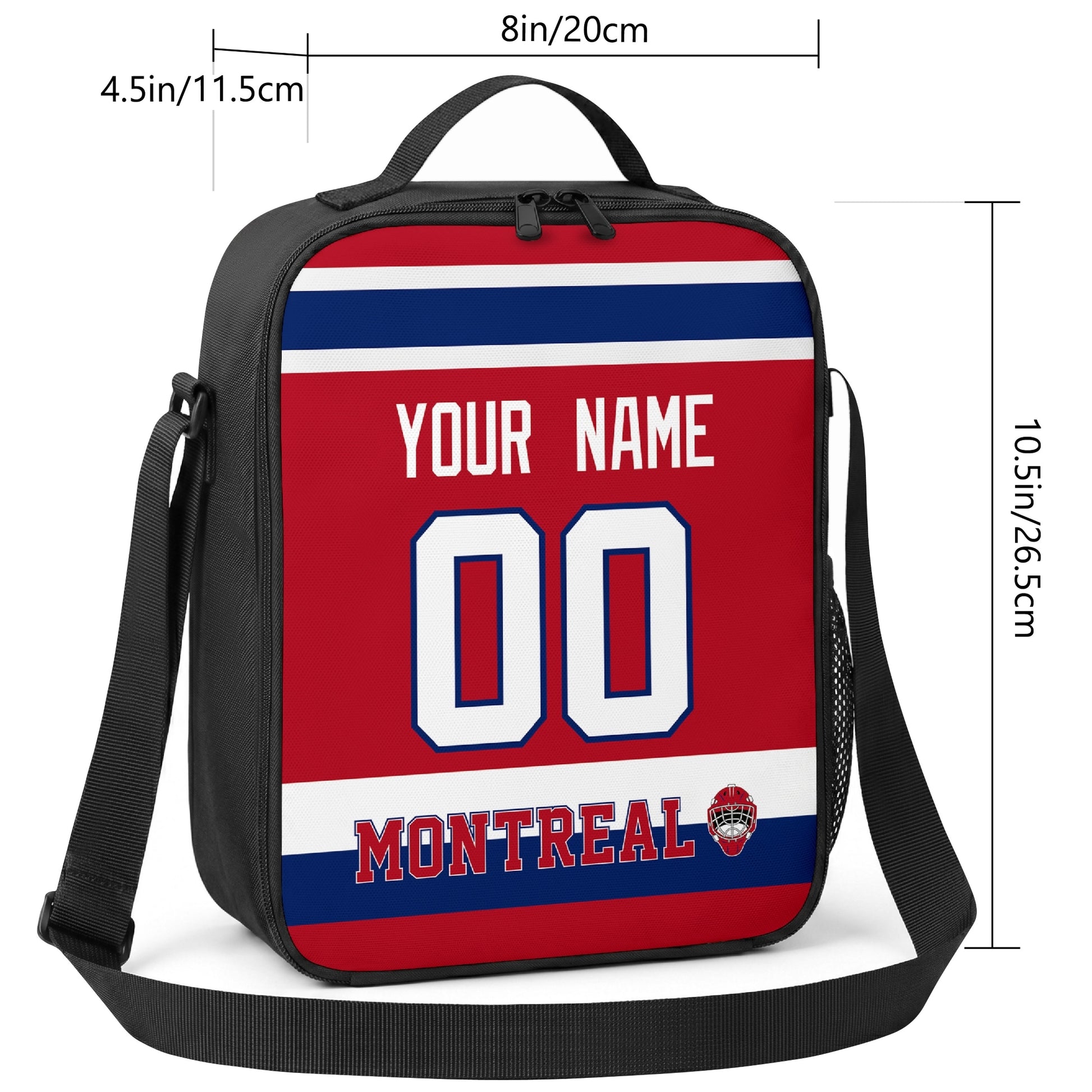 Montreal hockey shoulder bag size reference image