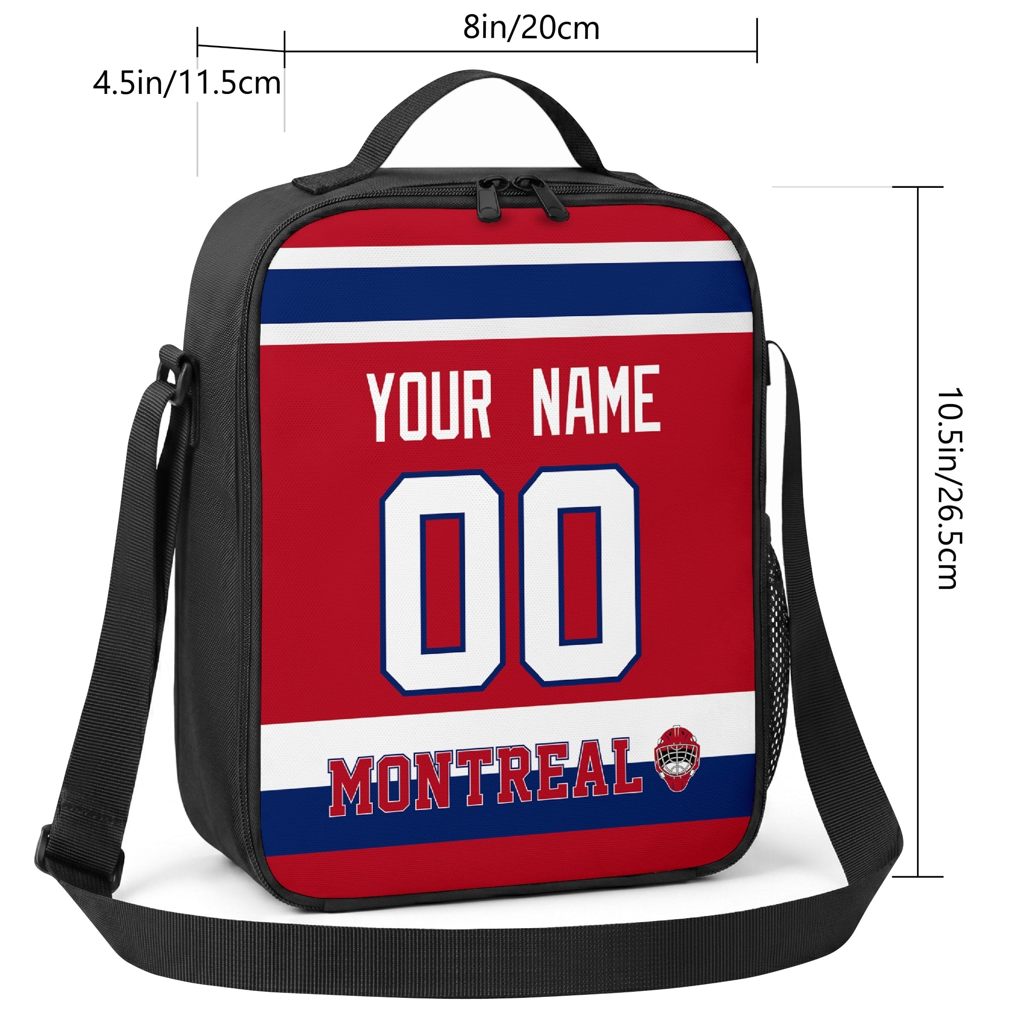 Montreal hockey shoulder bag size reference image