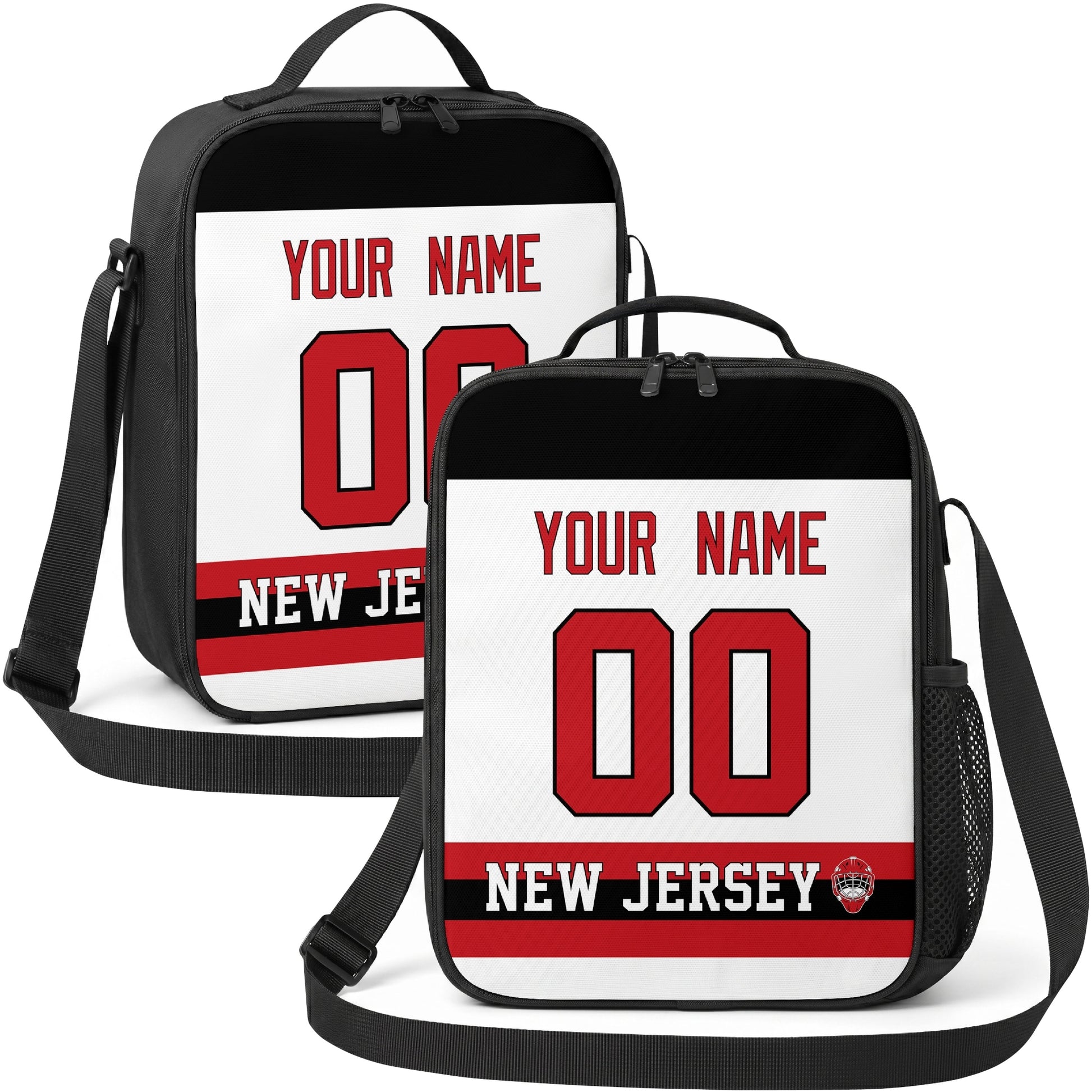 New Jersey hockey shoulder bag display in White city-color style