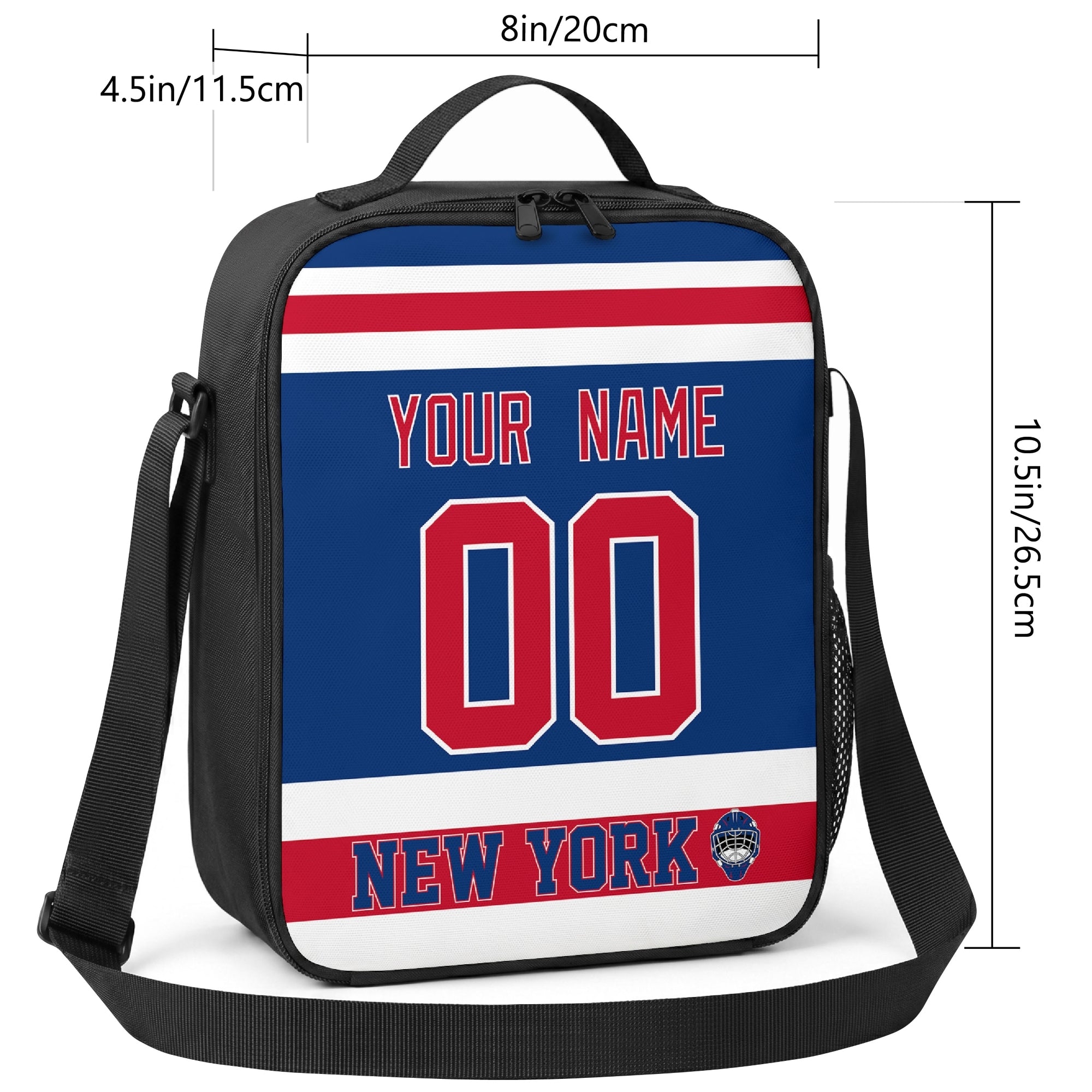 New York R hockey shoulder bag size reference image