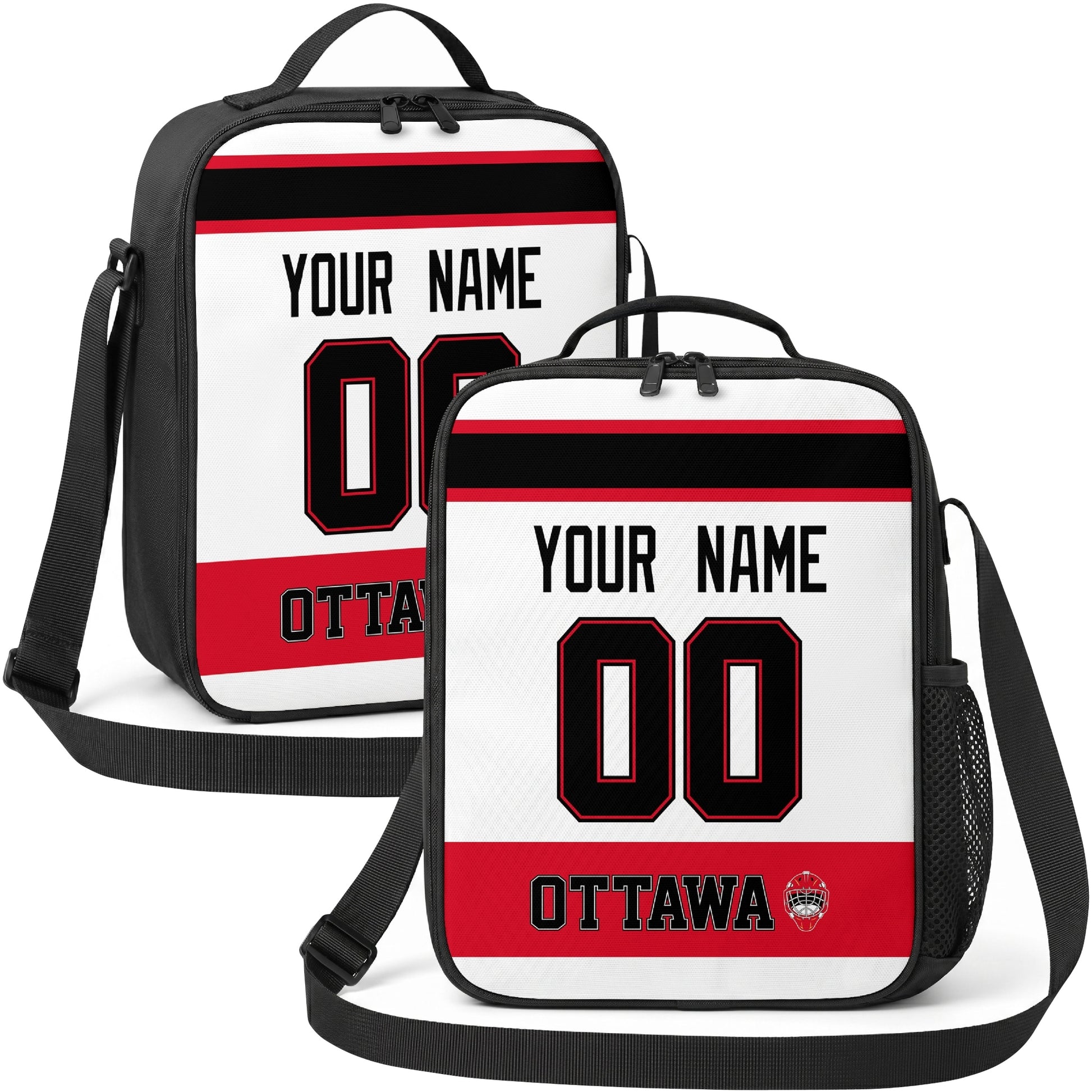 Ottawa hockey shoulder bag display in White city-color style