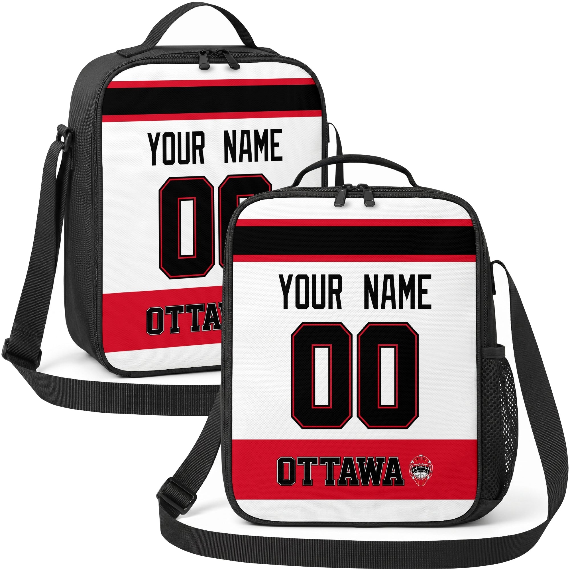 Ottawa hockey shoulder bag display in White city-color style