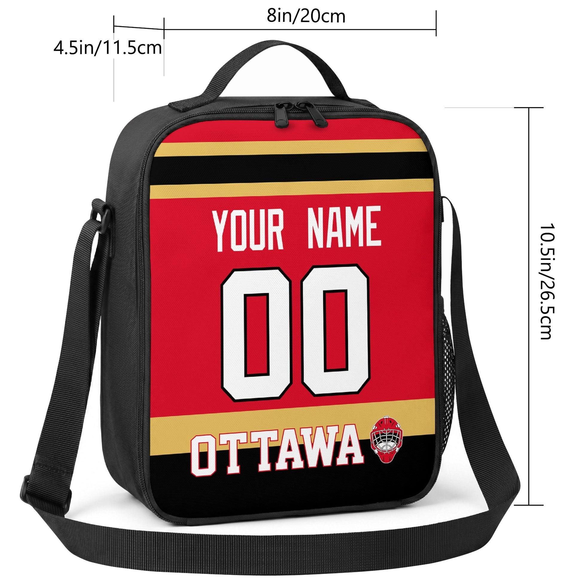 Ottawa hockey shoulder bag size reference image
