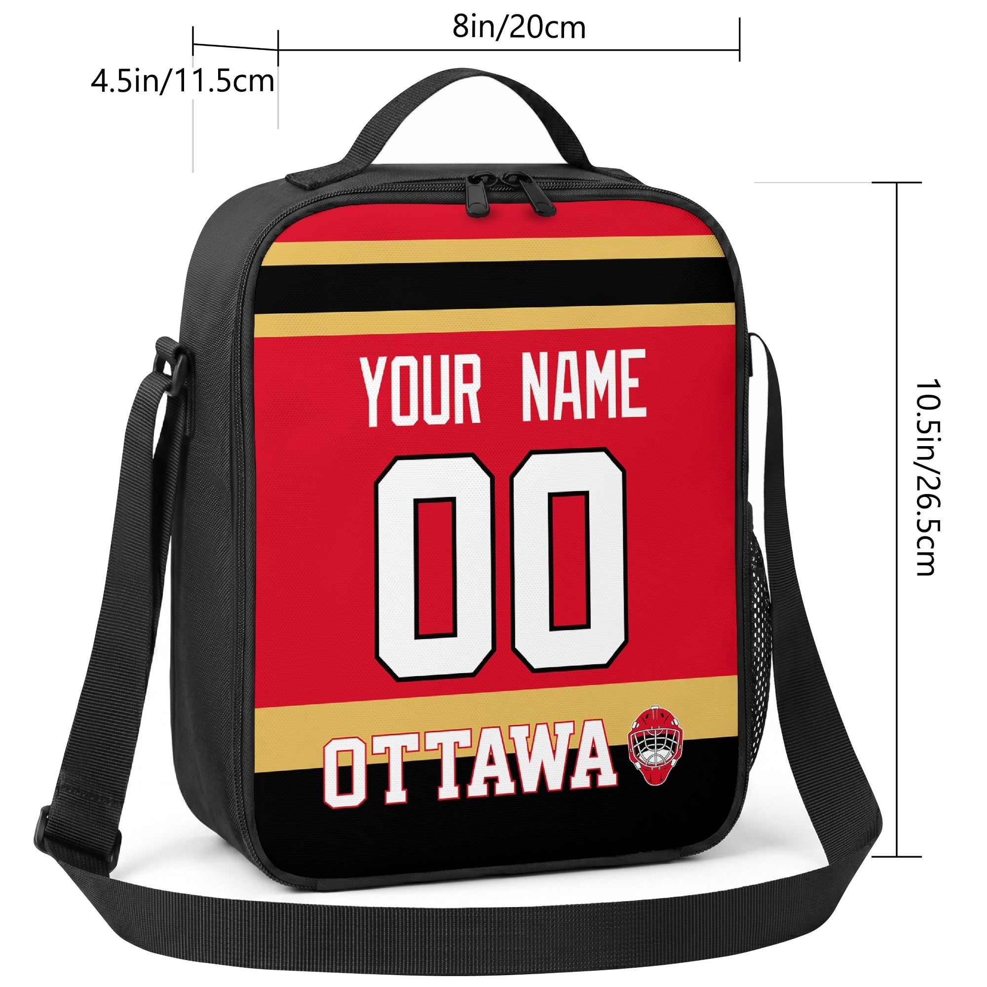 Ottawa hockey shoulder bag size reference image