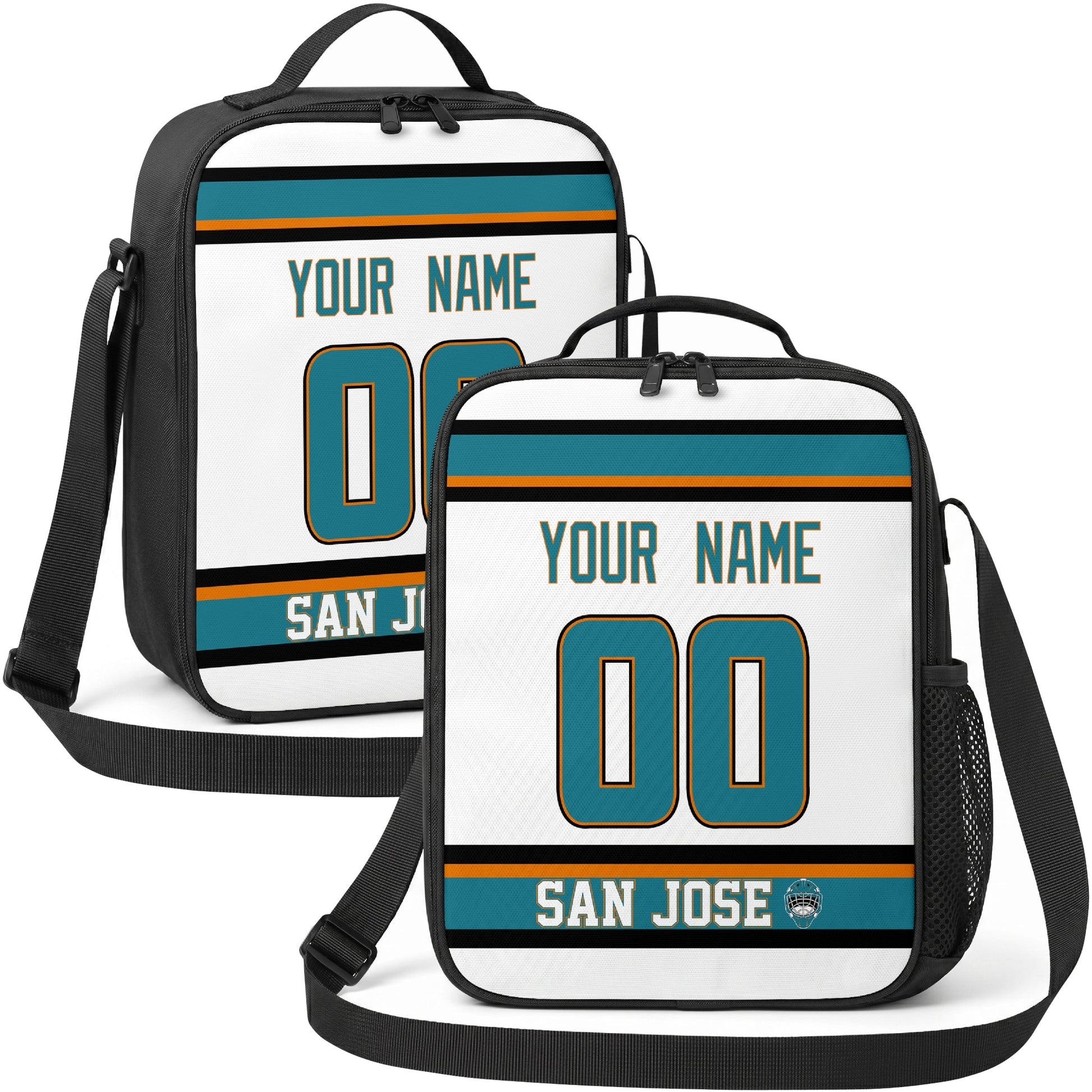 San Jose hockey shoulder bag display in White city-color style