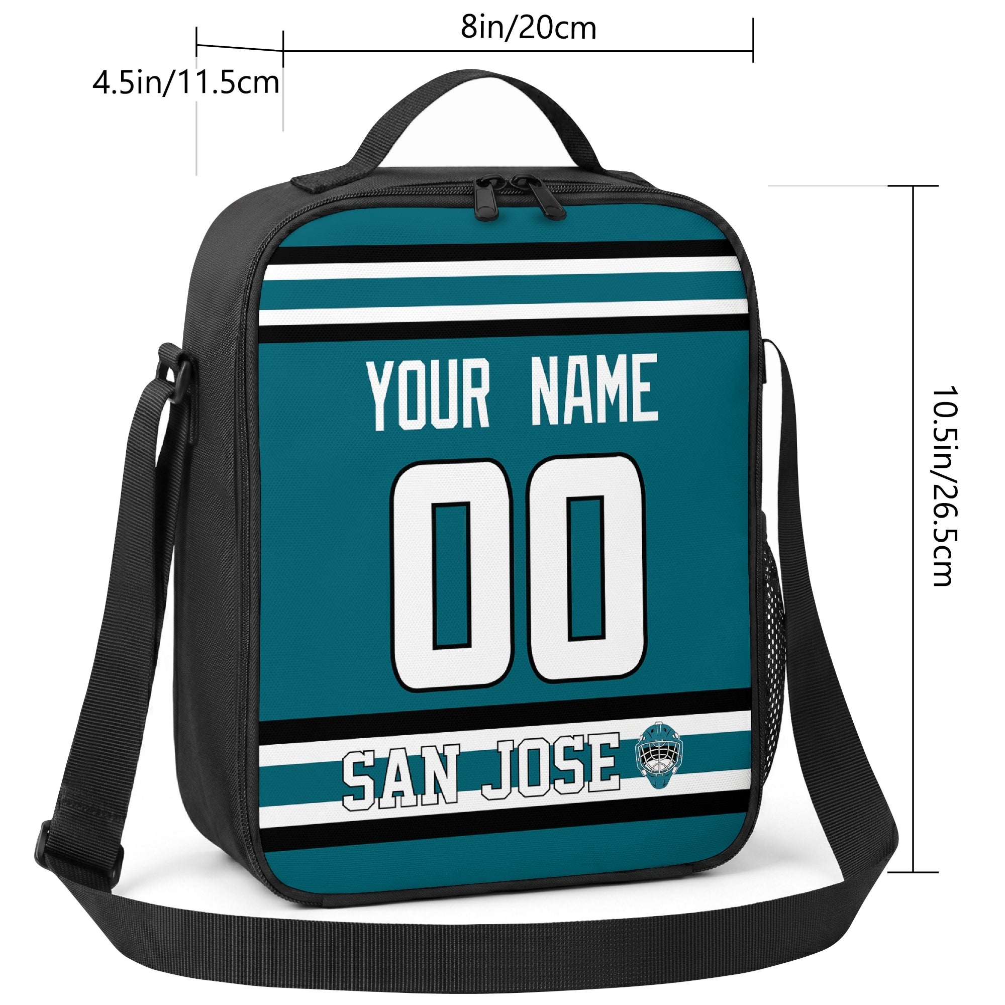 San Jose hockey shoulder bag size reference image
