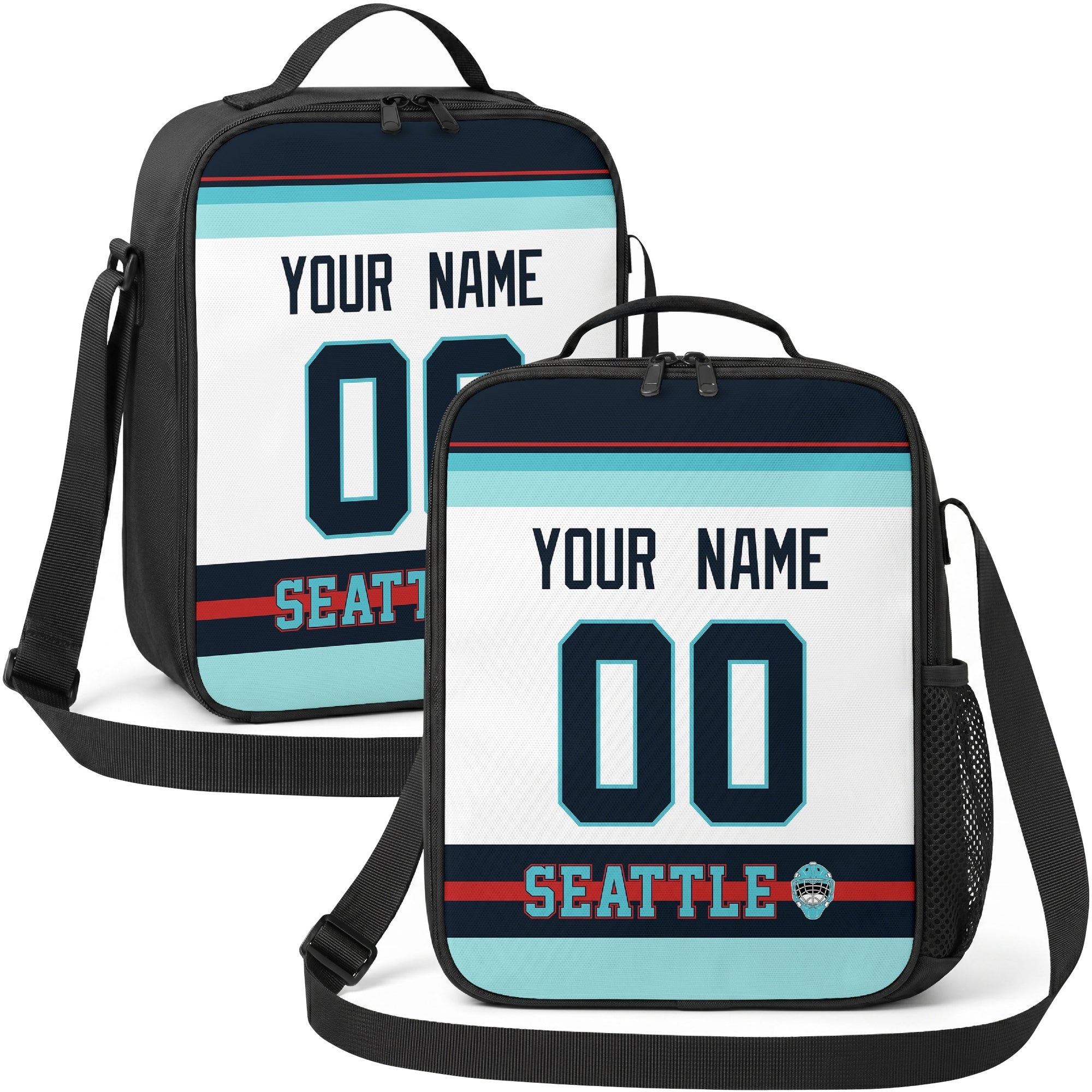Seattle hockey shoulder bag display in White city-color style