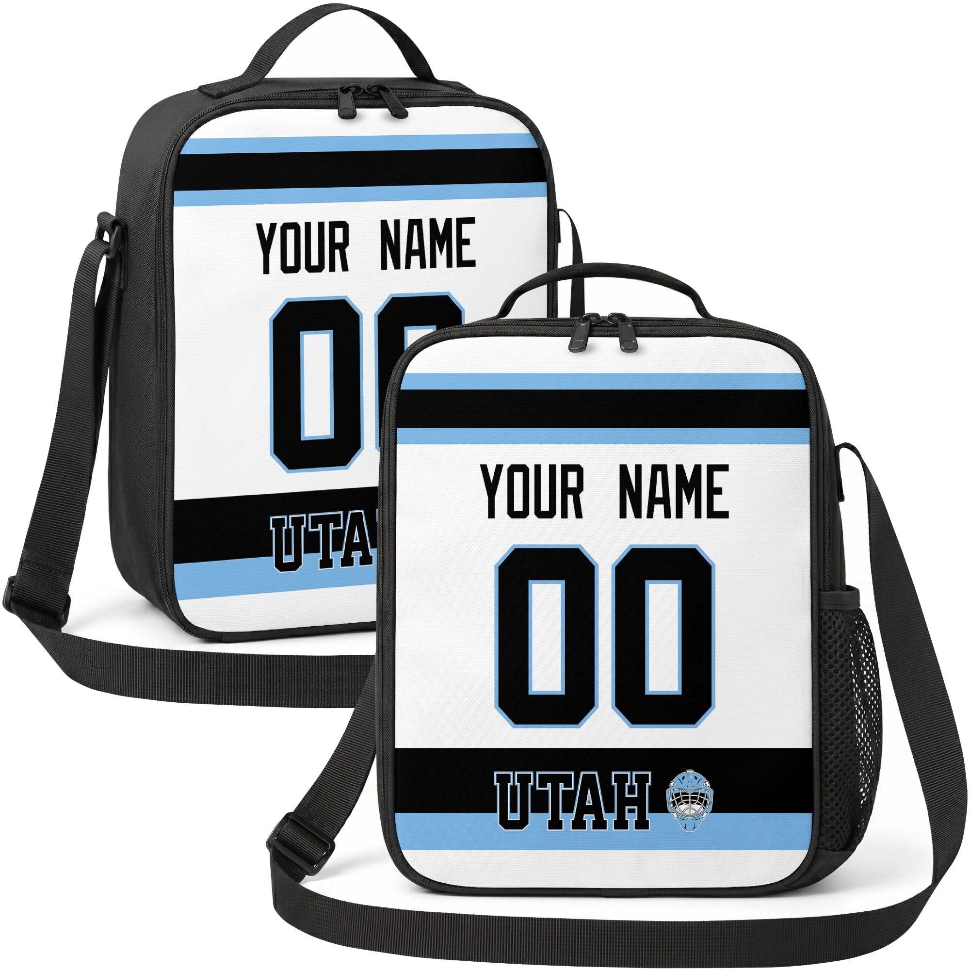 Utah hockey shoulder bag display in White city-color style