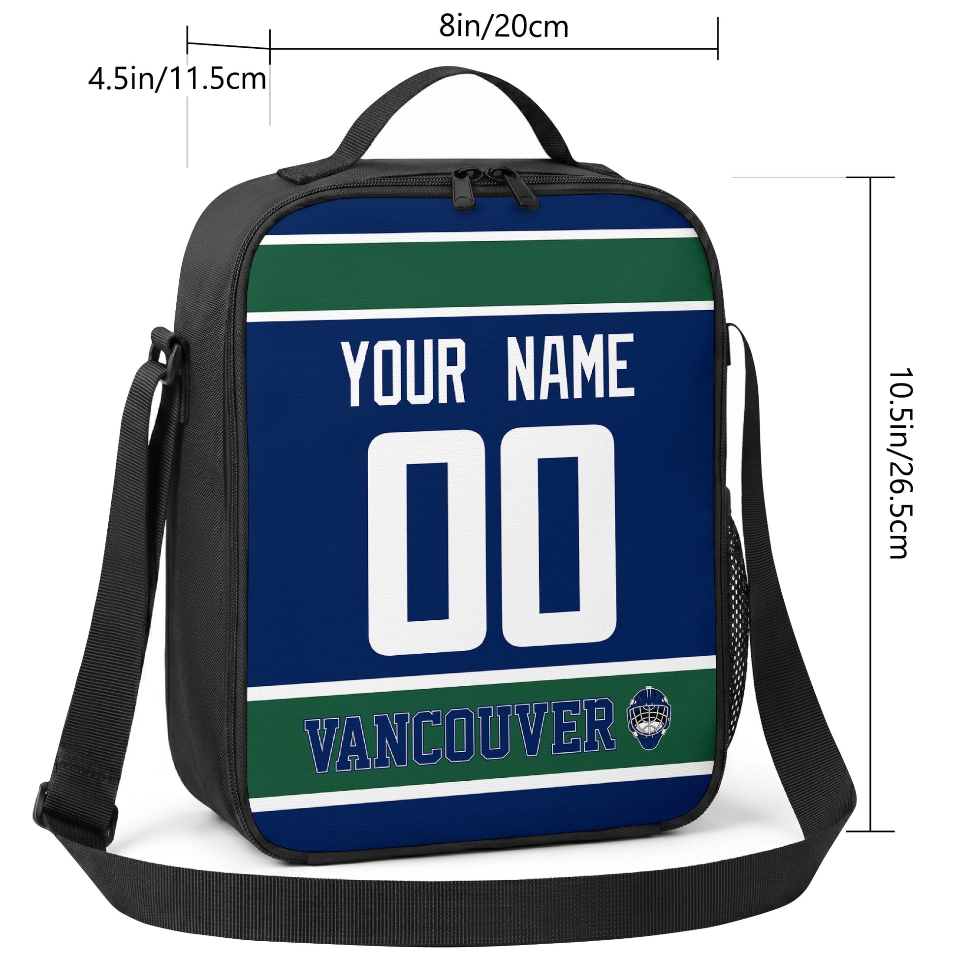 Vancouver hockey shoulder bag size reference image