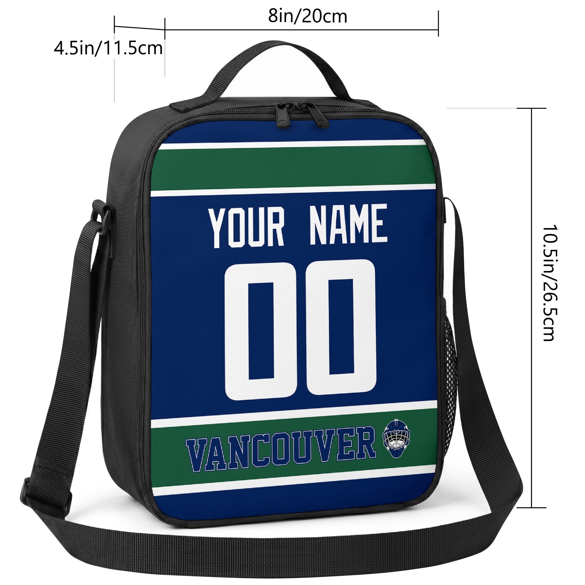 Vancouver hockey shoulder bag size reference image