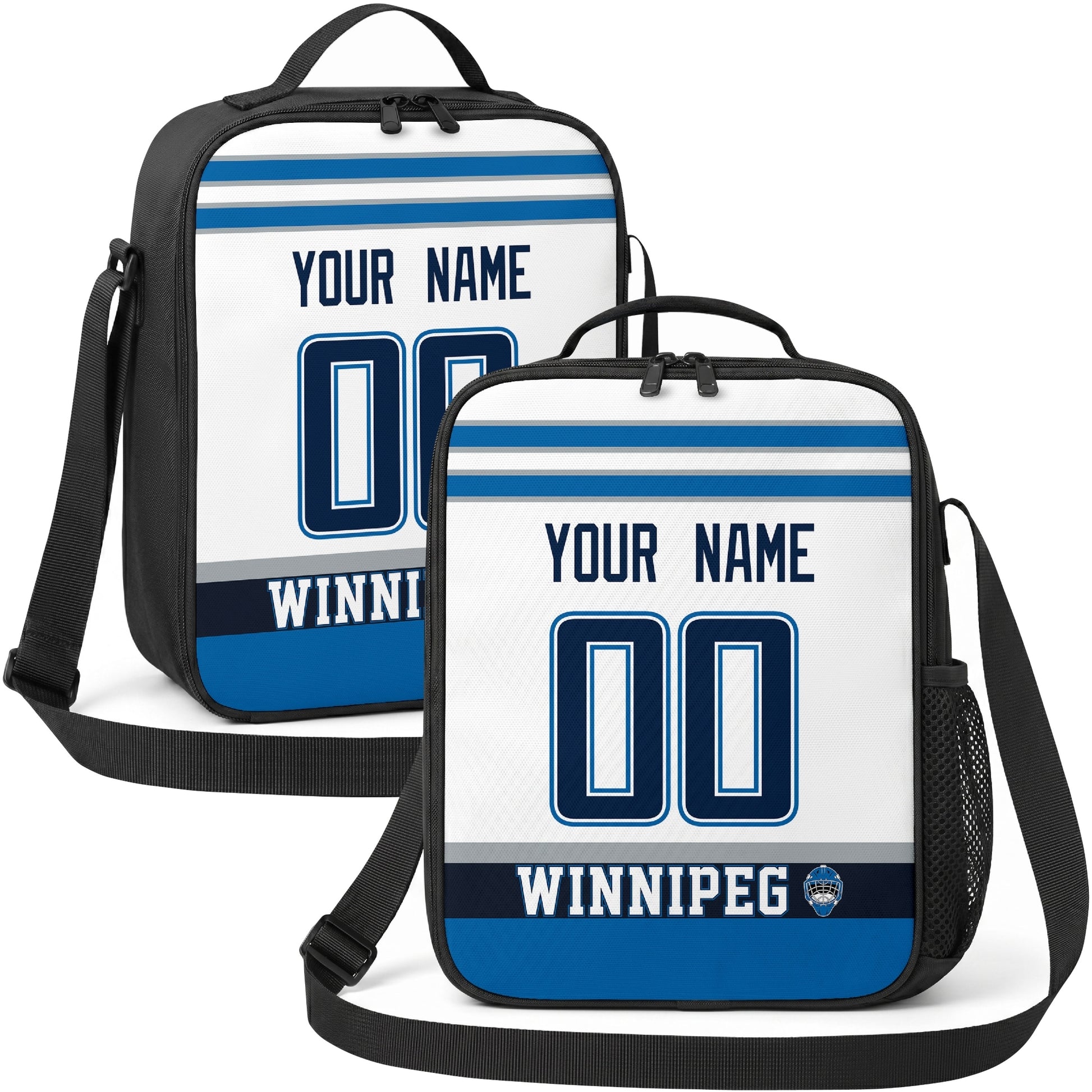 Winnipeg hockey shoulder bag display in White city-color style